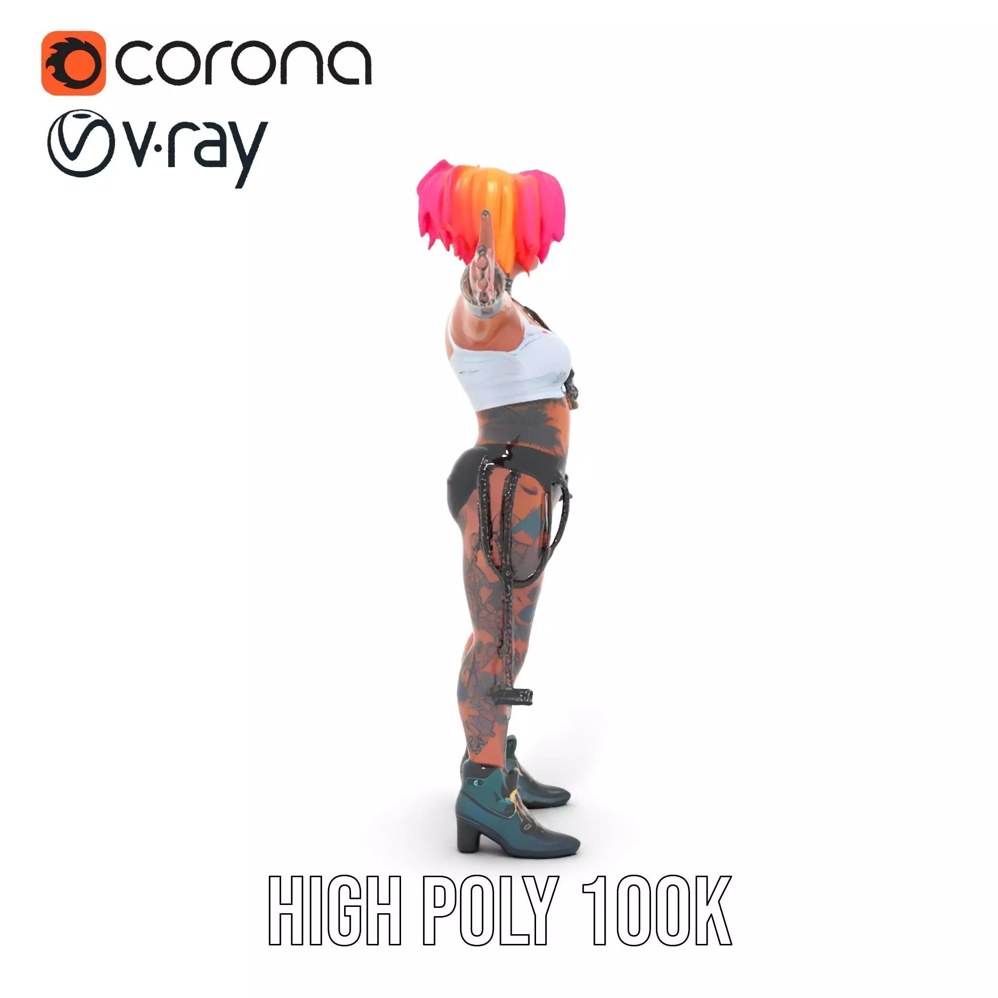 Vibrant Tattooed Character model pack Low-poly 3D model_31