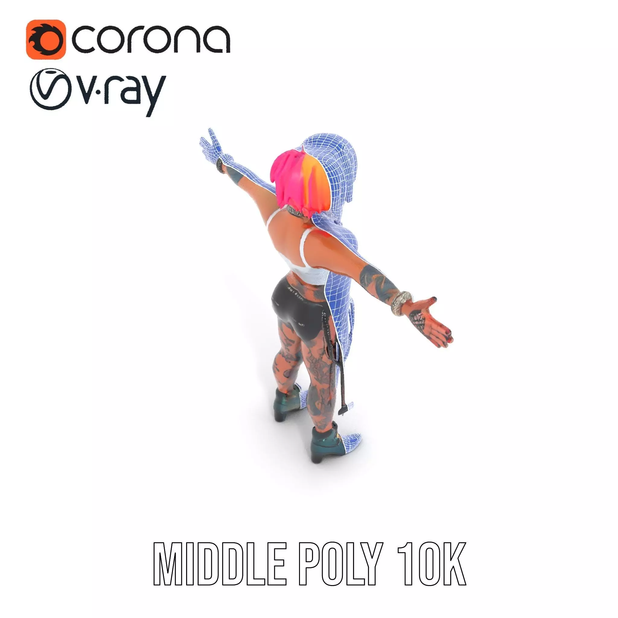 Vibrant Tattooed Character model pack Low-poly 3D model_20