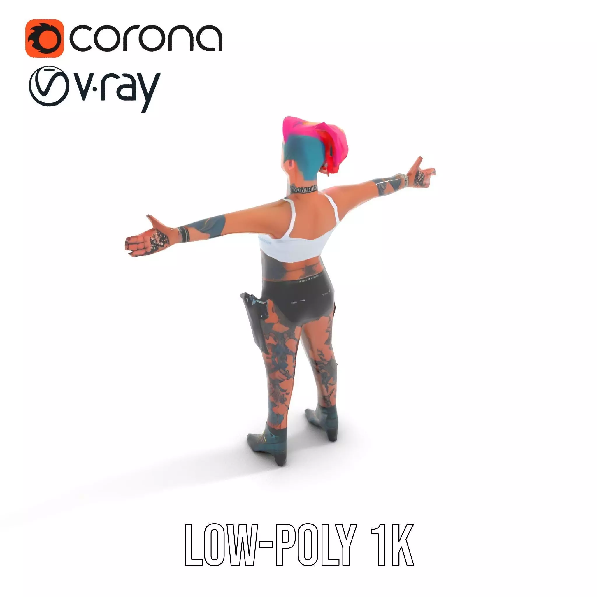 Vibrant Tattooed Character model pack Low-poly 3D model_21