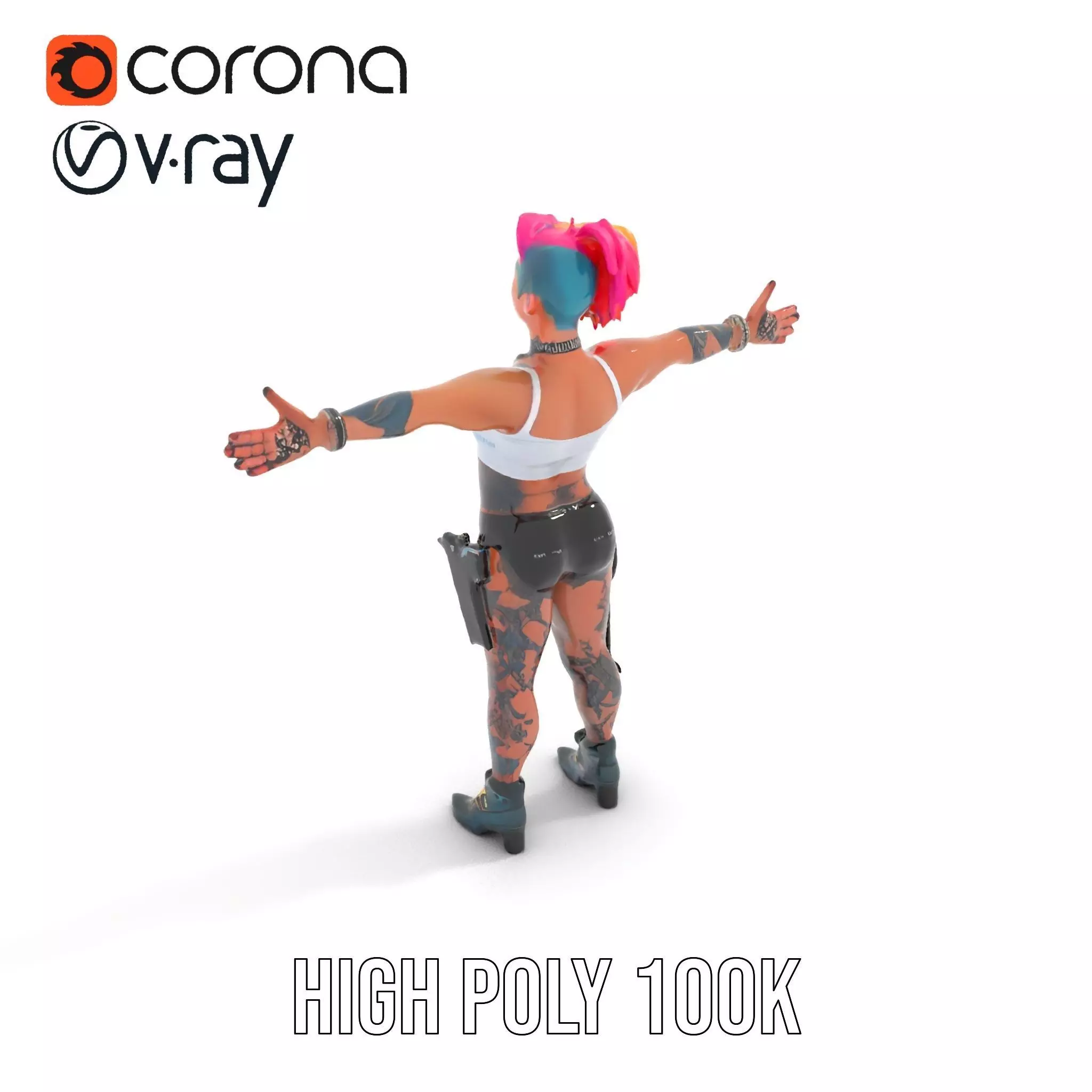 Vibrant Tattooed Character model pack Low-poly 3D model_28
