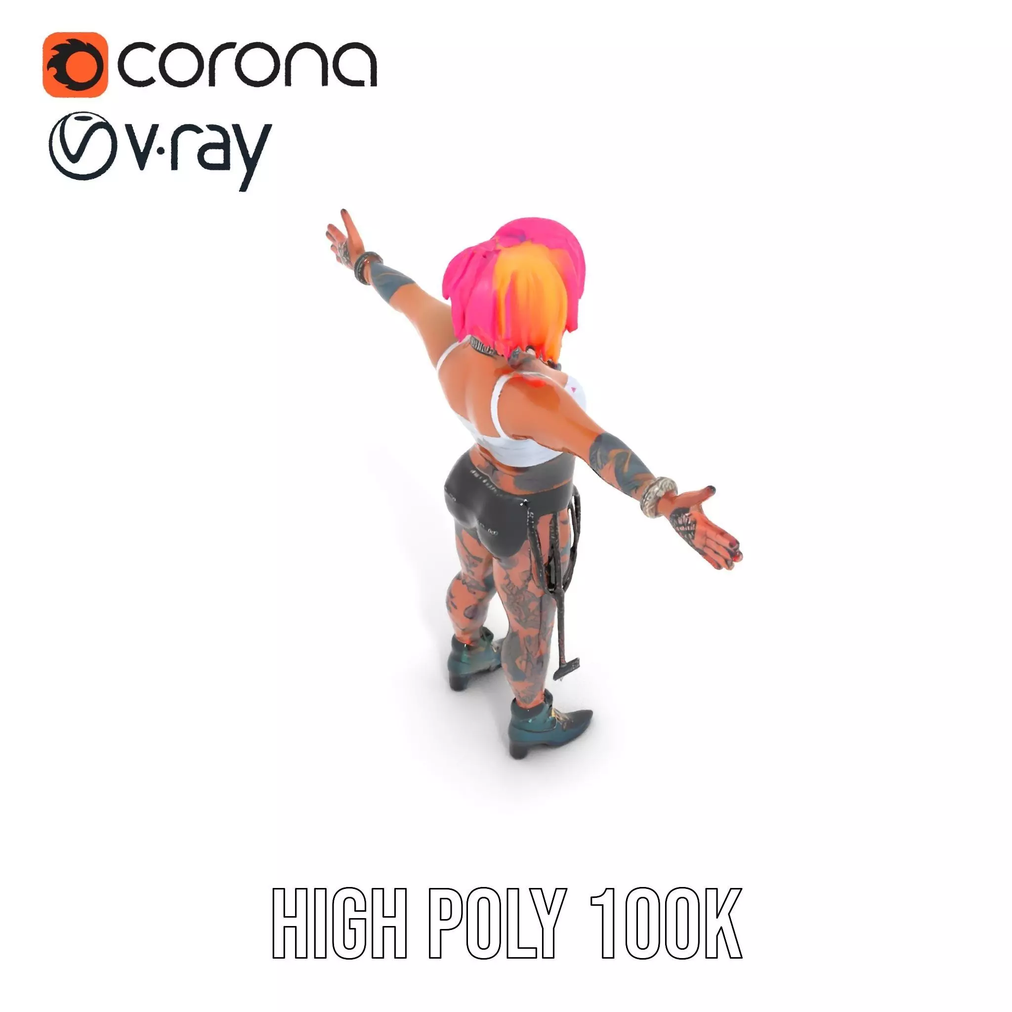Vibrant Tattooed Character model pack Low-poly 3D model_25