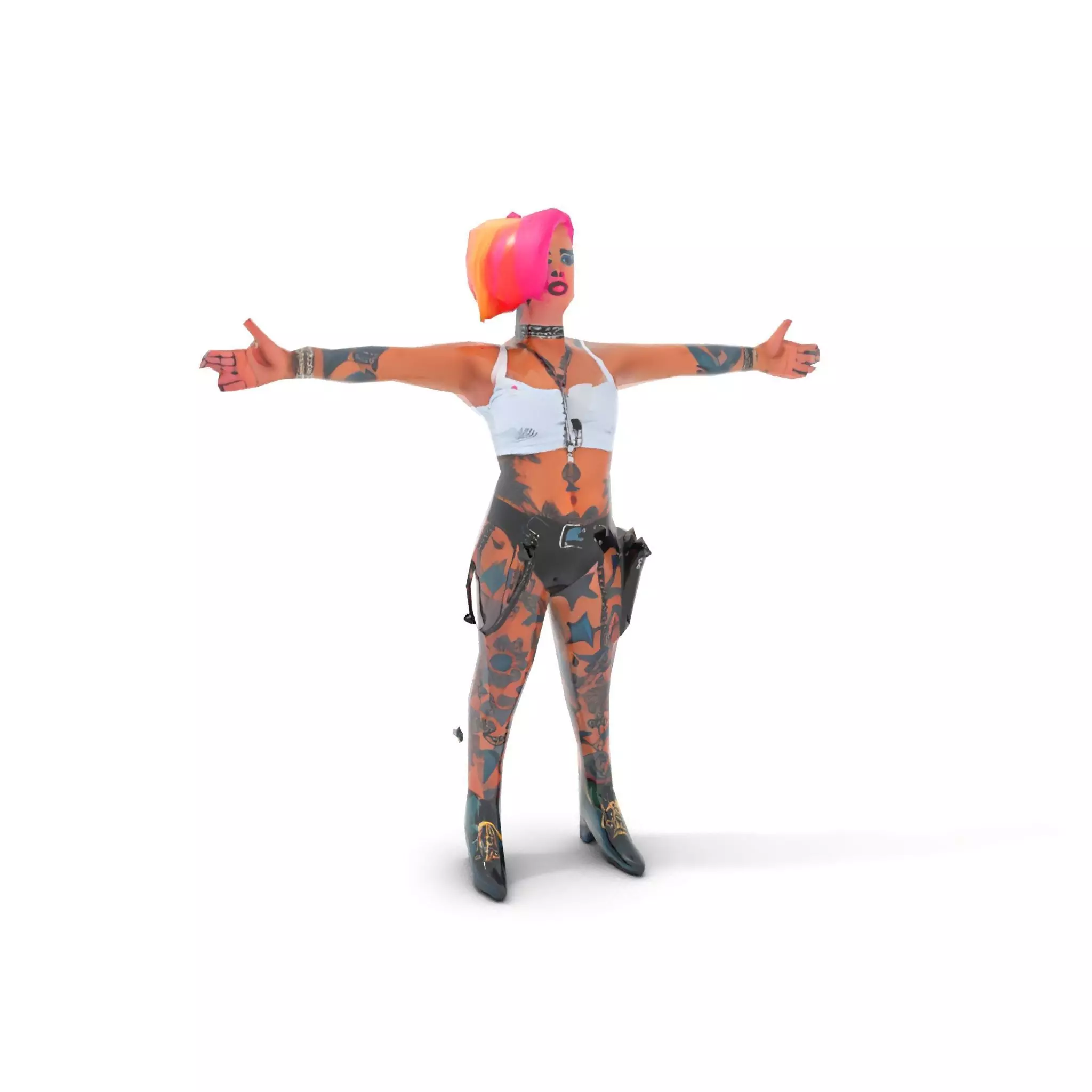 Vibrant Tattooed Character model pack Low-poly 3D model_7