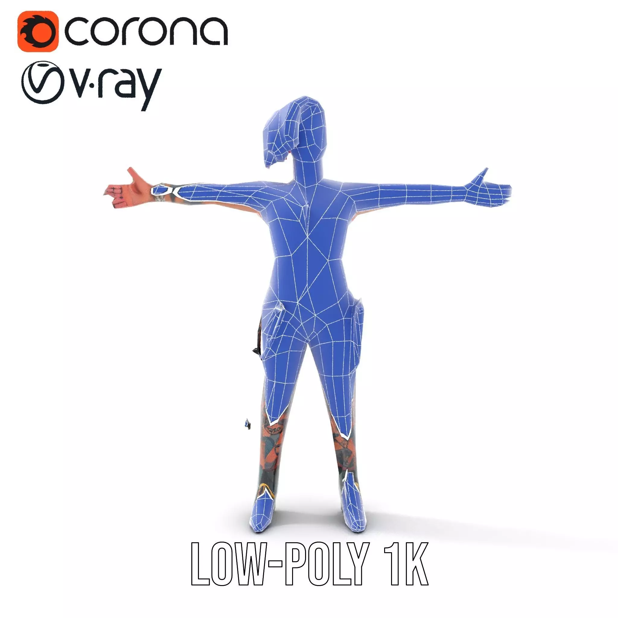 Vibrant Tattooed Character model pack Low-poly 3D model_27