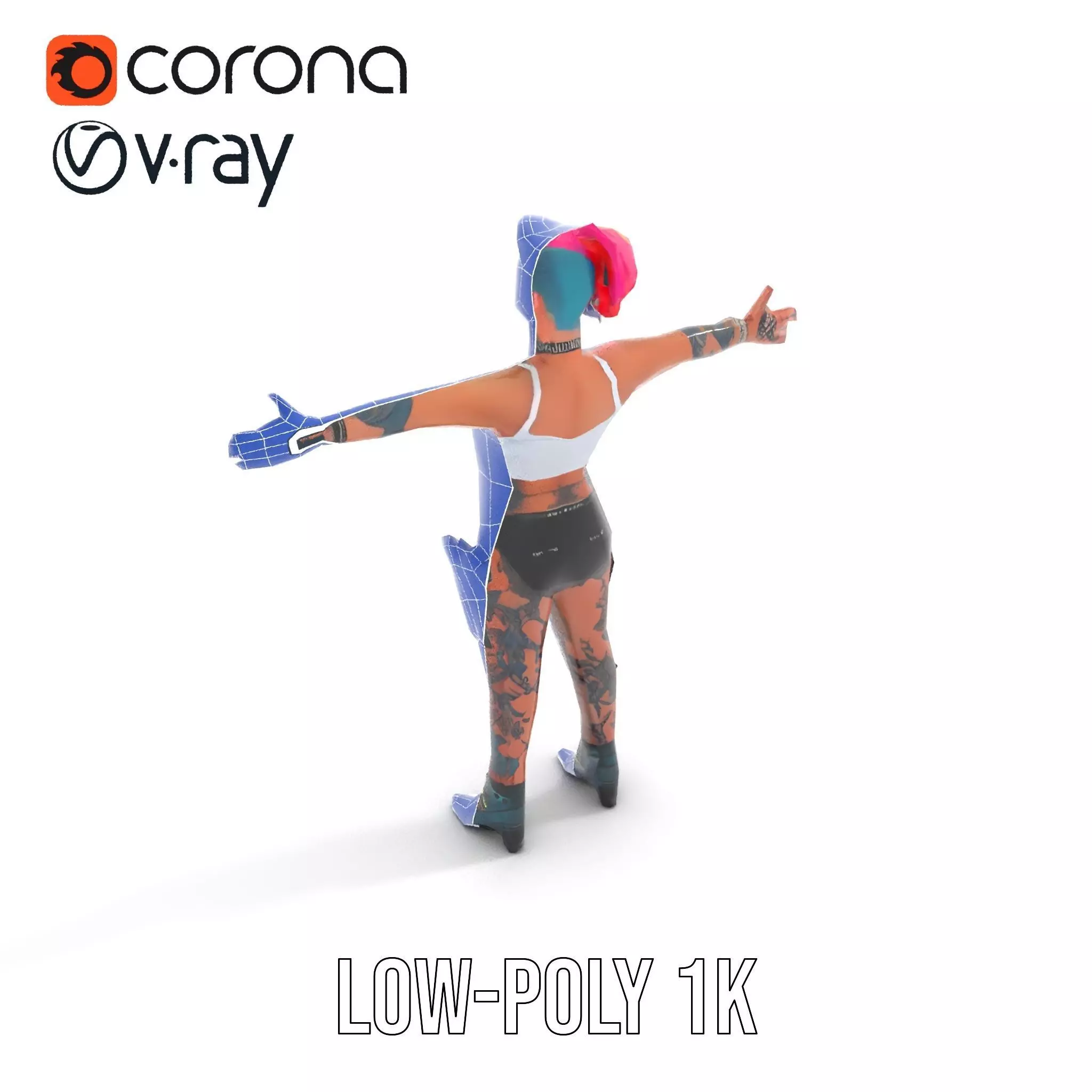 Vibrant Tattooed Character model pack Low-poly 3D model_11