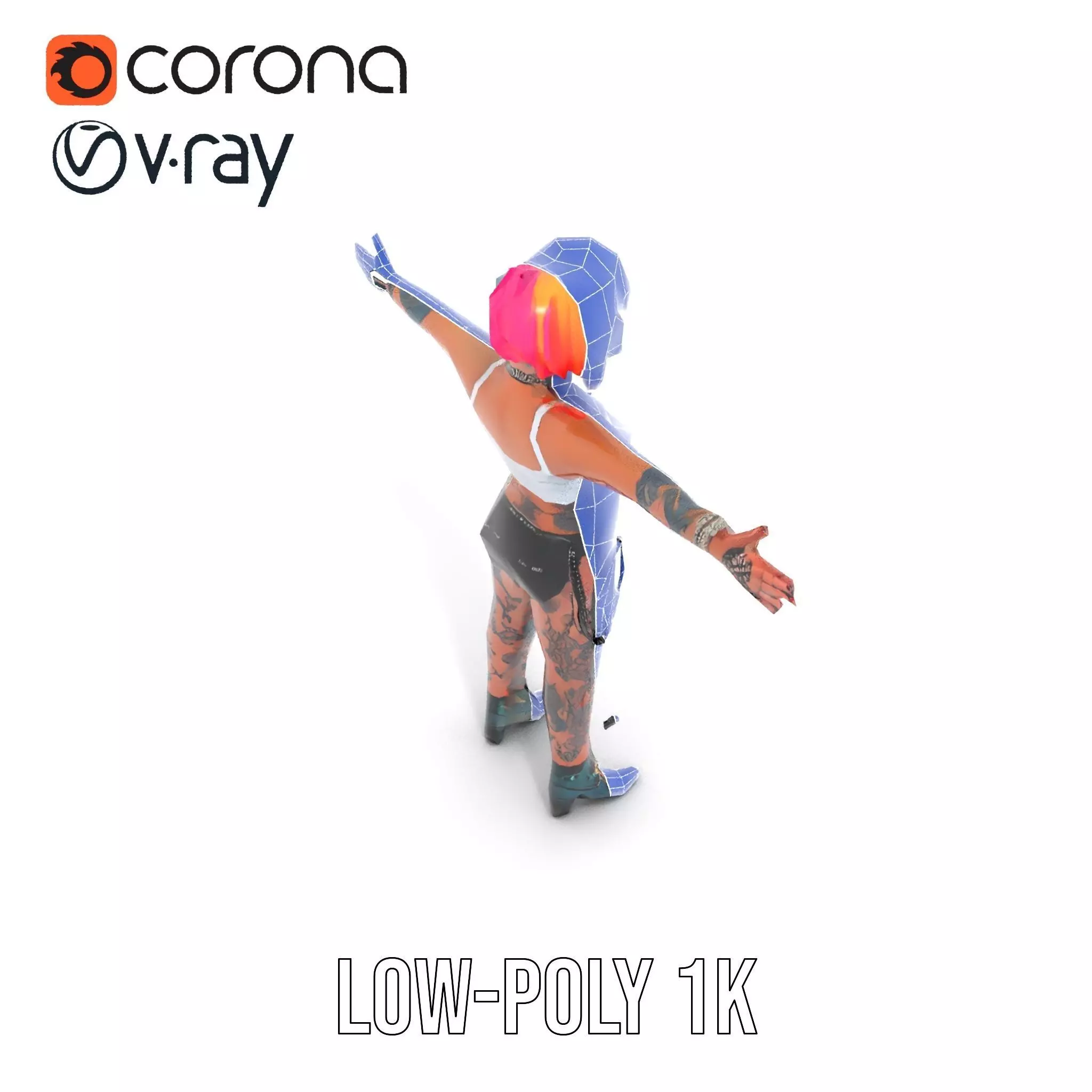 Vibrant Tattooed Character model pack Low-poly 3D model_24