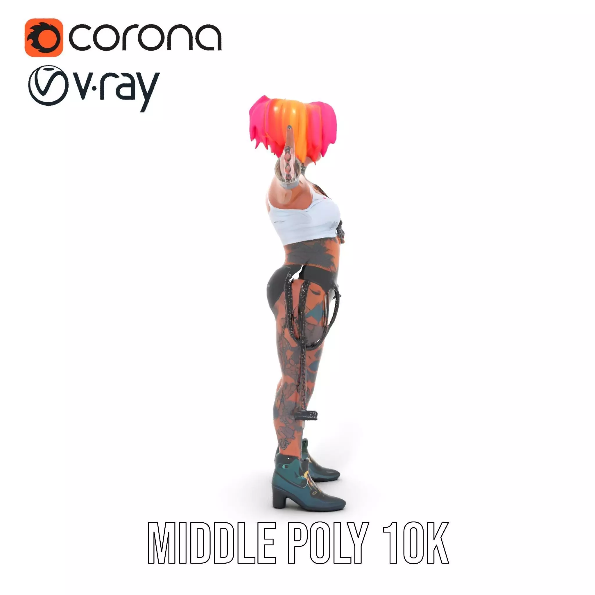 Vibrant Tattooed Character model pack Low-poly 3D model_6