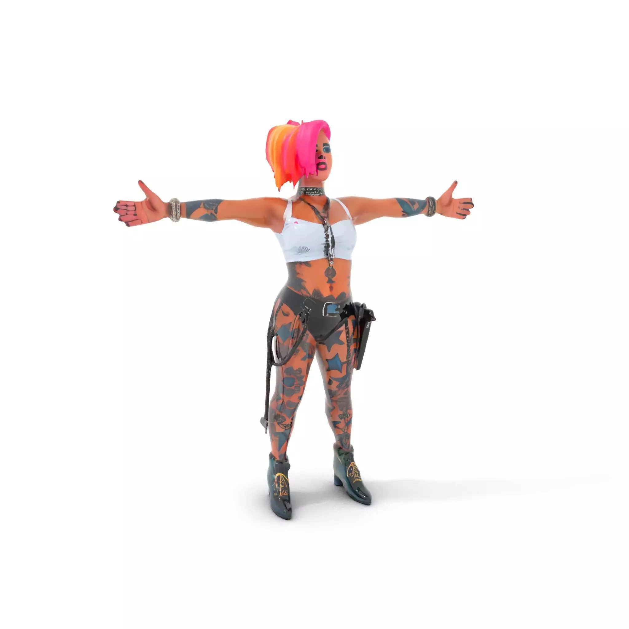 Vibrant Tattooed Character model pack Low-poly 3D model_17