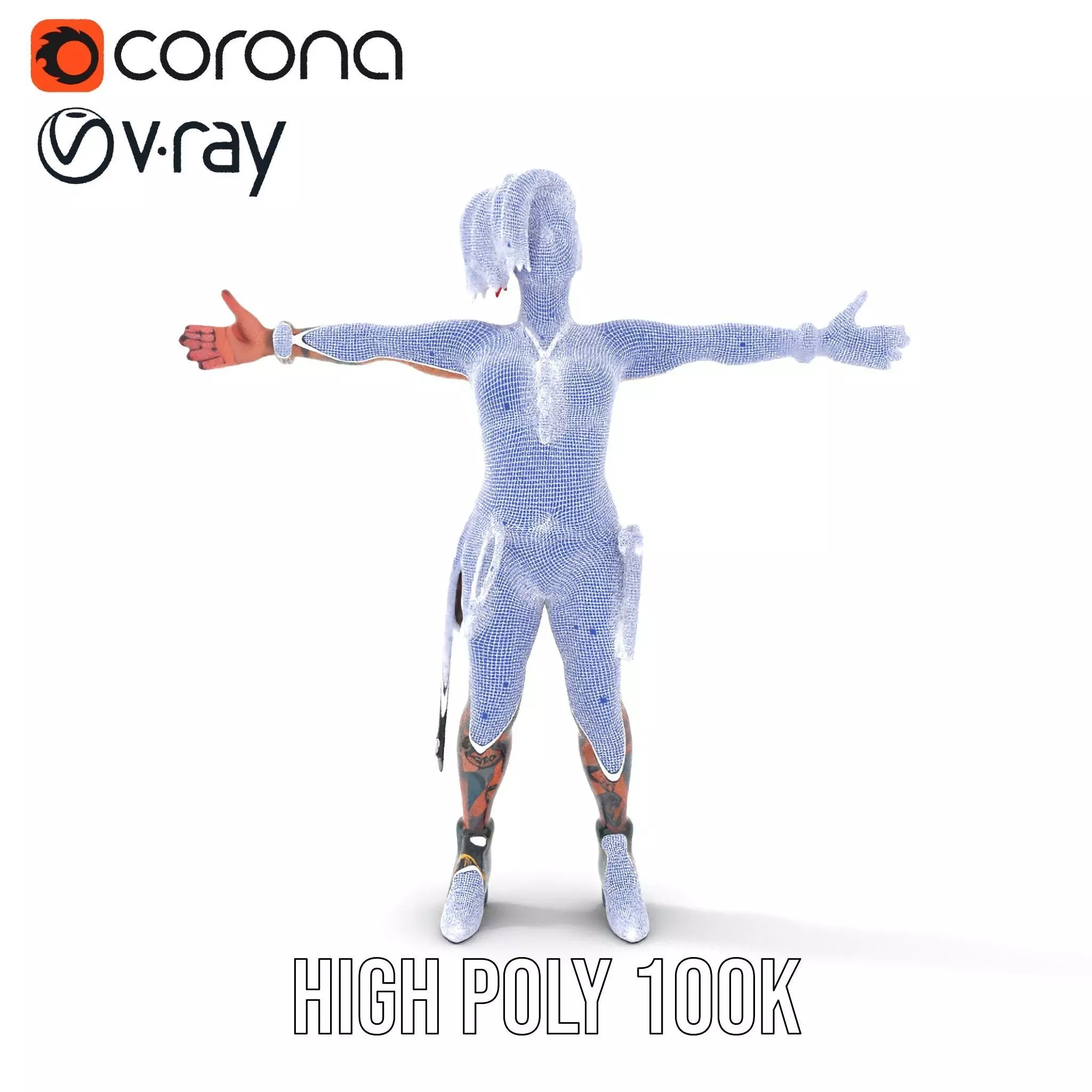 Vibrant Tattooed Character model pack Low-poly 3D model_32