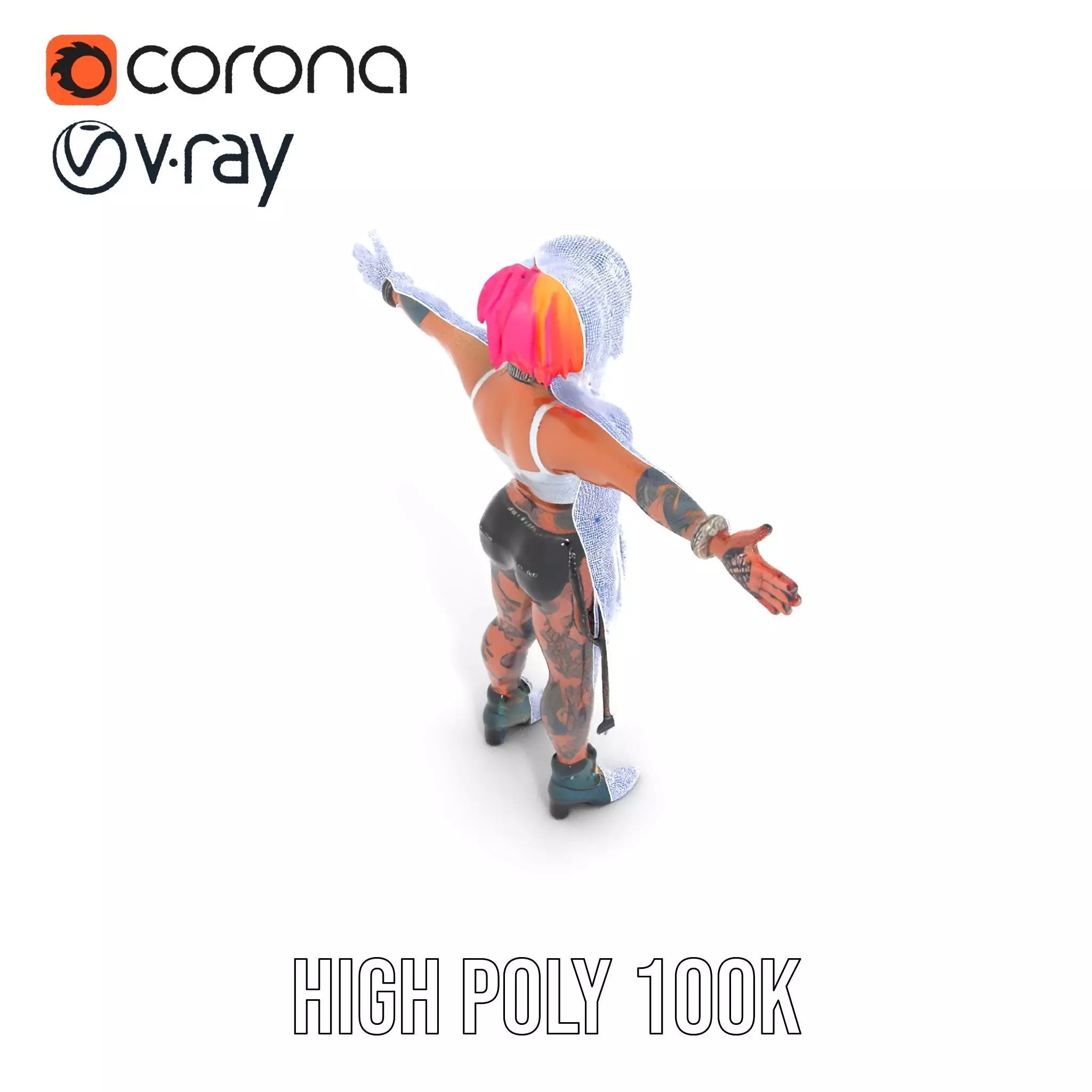 Vibrant Tattooed Character model pack Low-poly 3D model_34