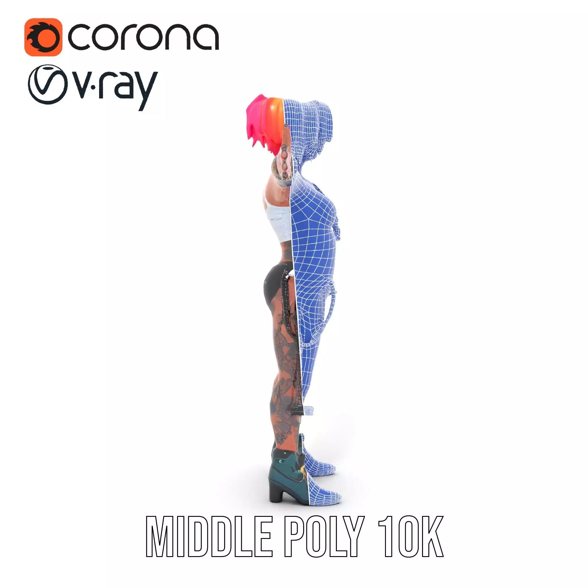 Vibrant Tattooed Character model pack Low-poly 3D model_26