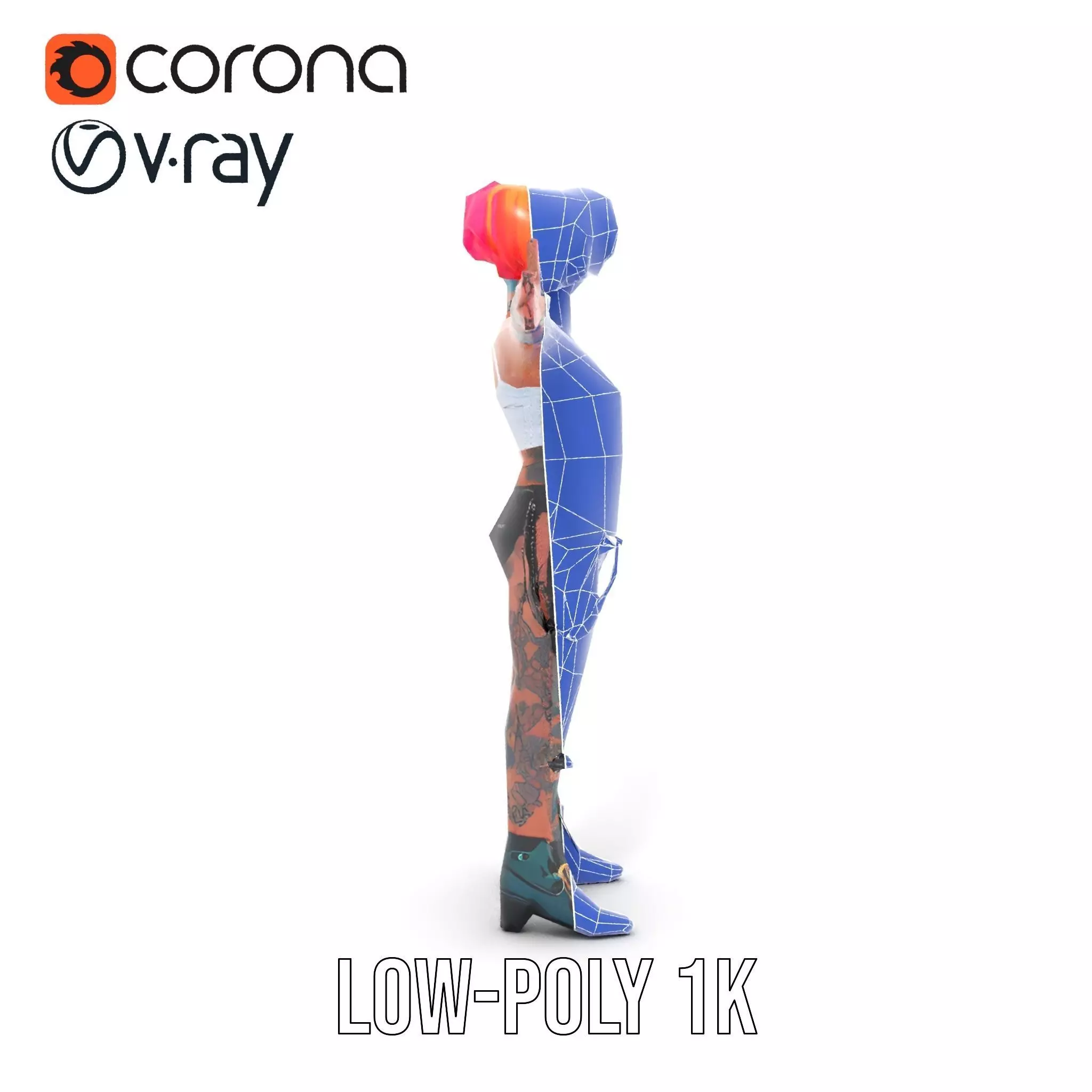 Vibrant Tattooed Character model pack Low-poly 3D model_30