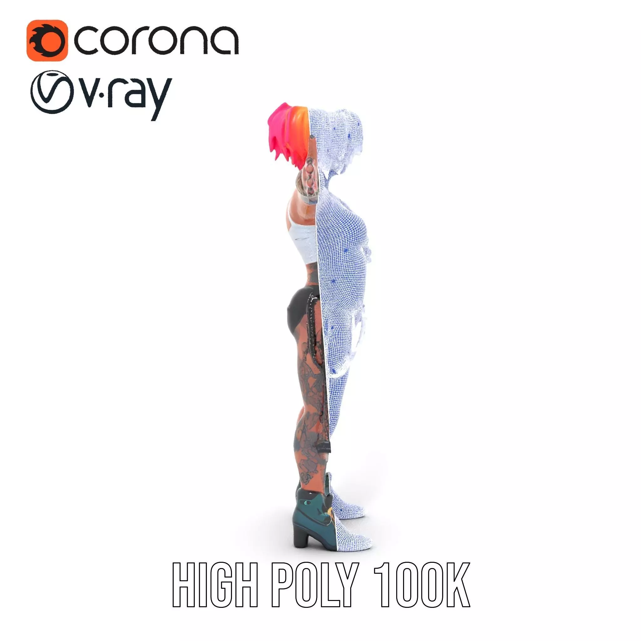 Vibrant Tattooed Character model pack Low-poly 3D model_33