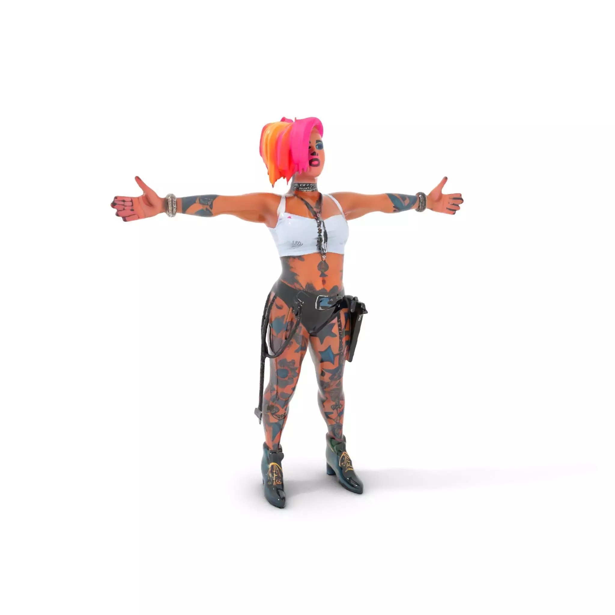 Vibrant Tattooed Character model pack Low-poly 3D model_0
