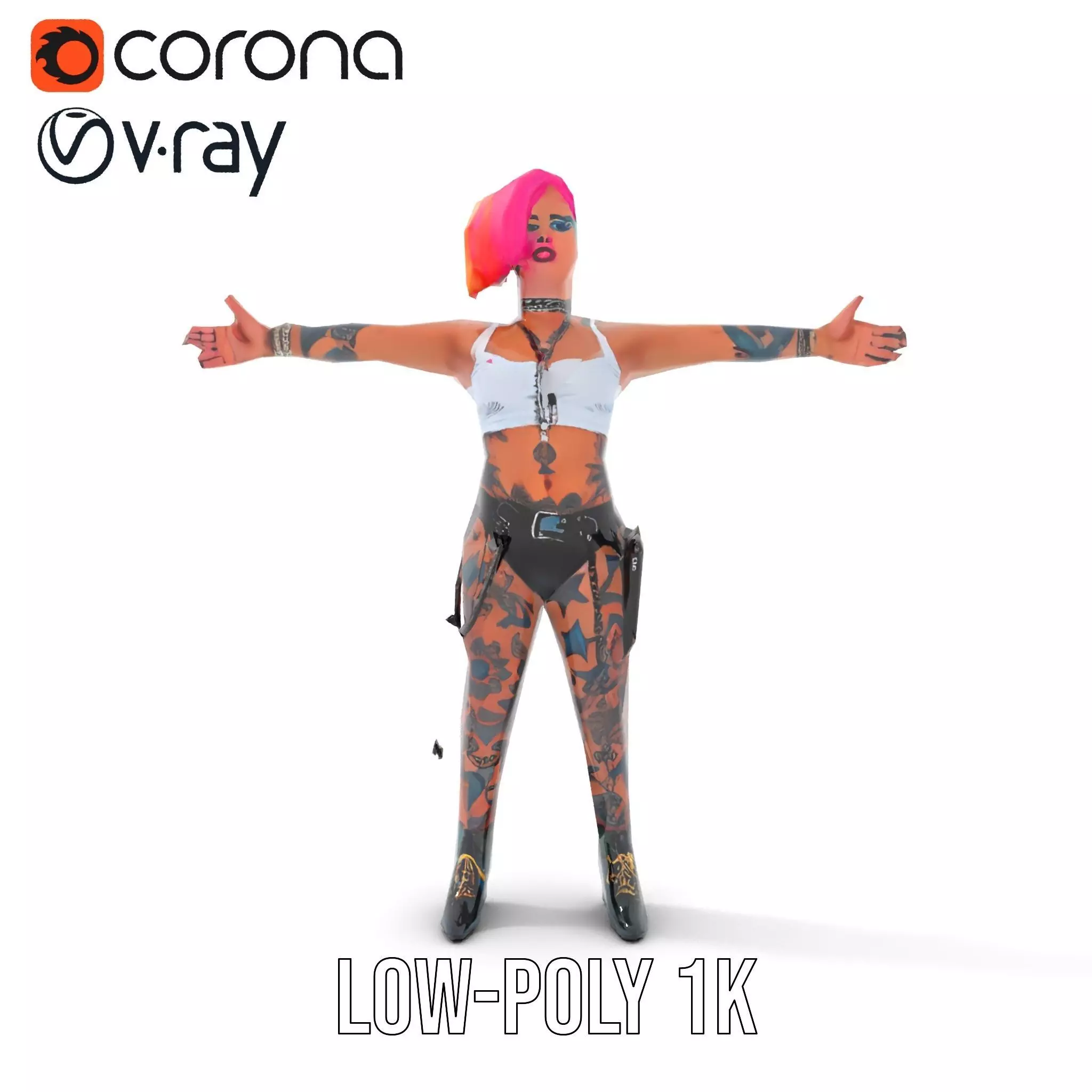 Vibrant Tattooed Character model pack Low-poly 3D model_16