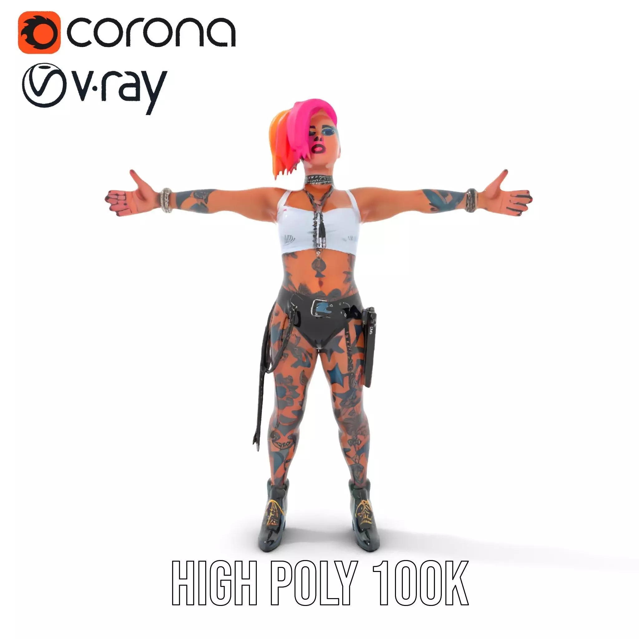 Vibrant Tattooed Character model pack Low-poly 3D model_19