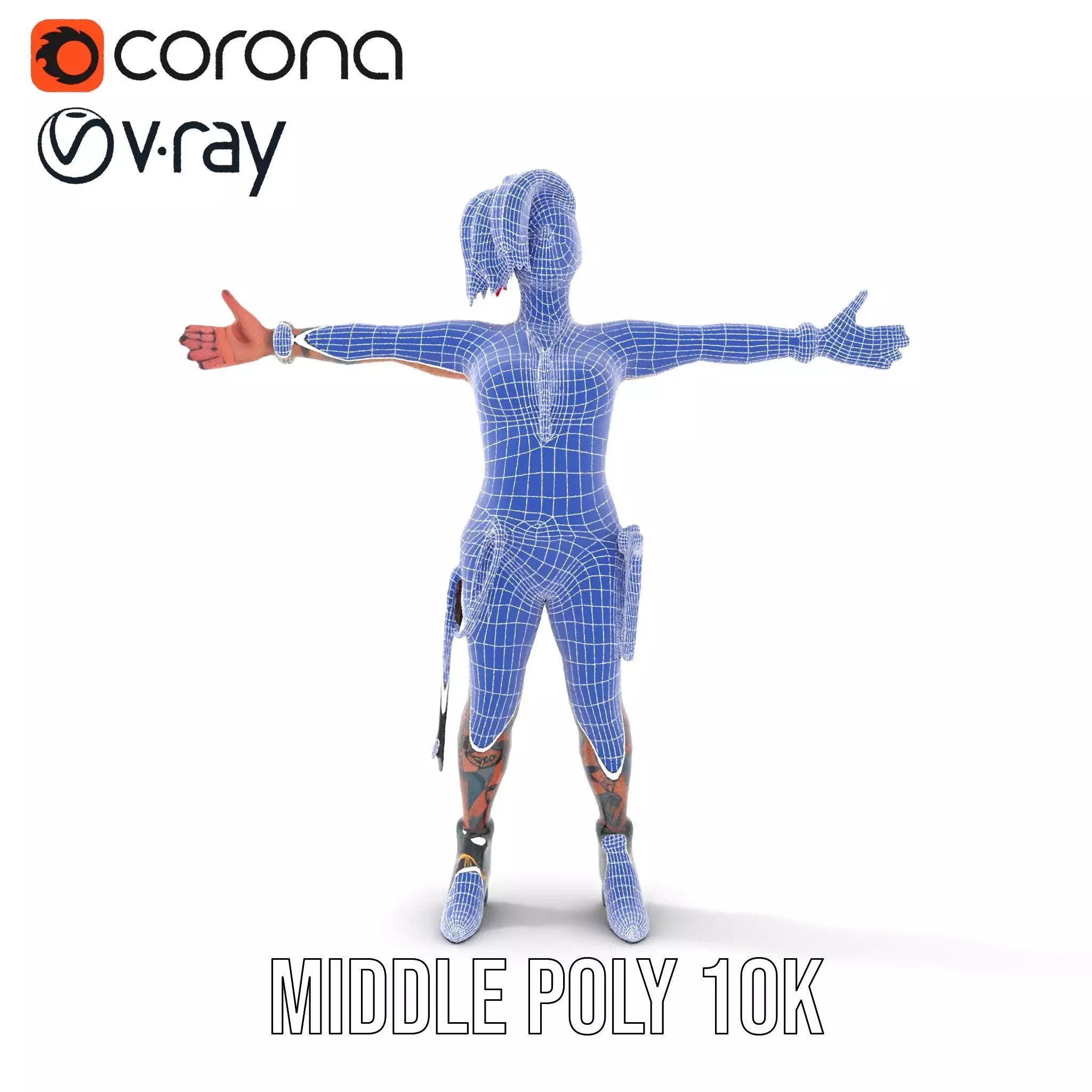 Vibrant Tattooed Character model pack Low-poly 3D model_23