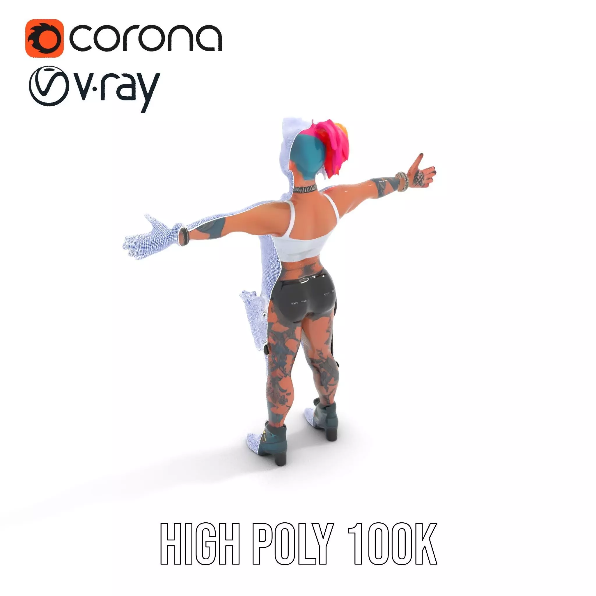 Vibrant Tattooed Character model pack Low-poly 3D model_22