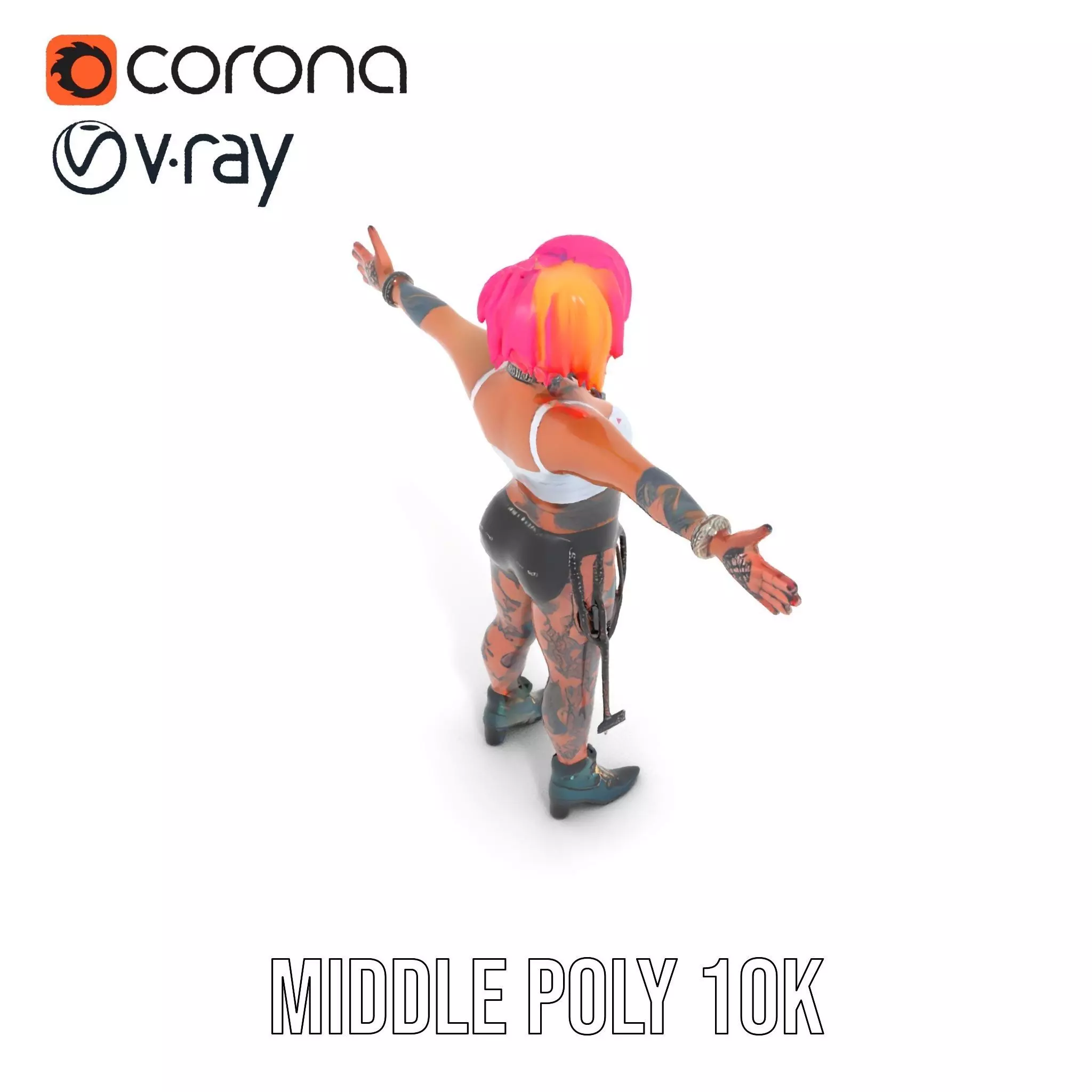 Vibrant Tattooed Character model pack Low-poly 3D model_10