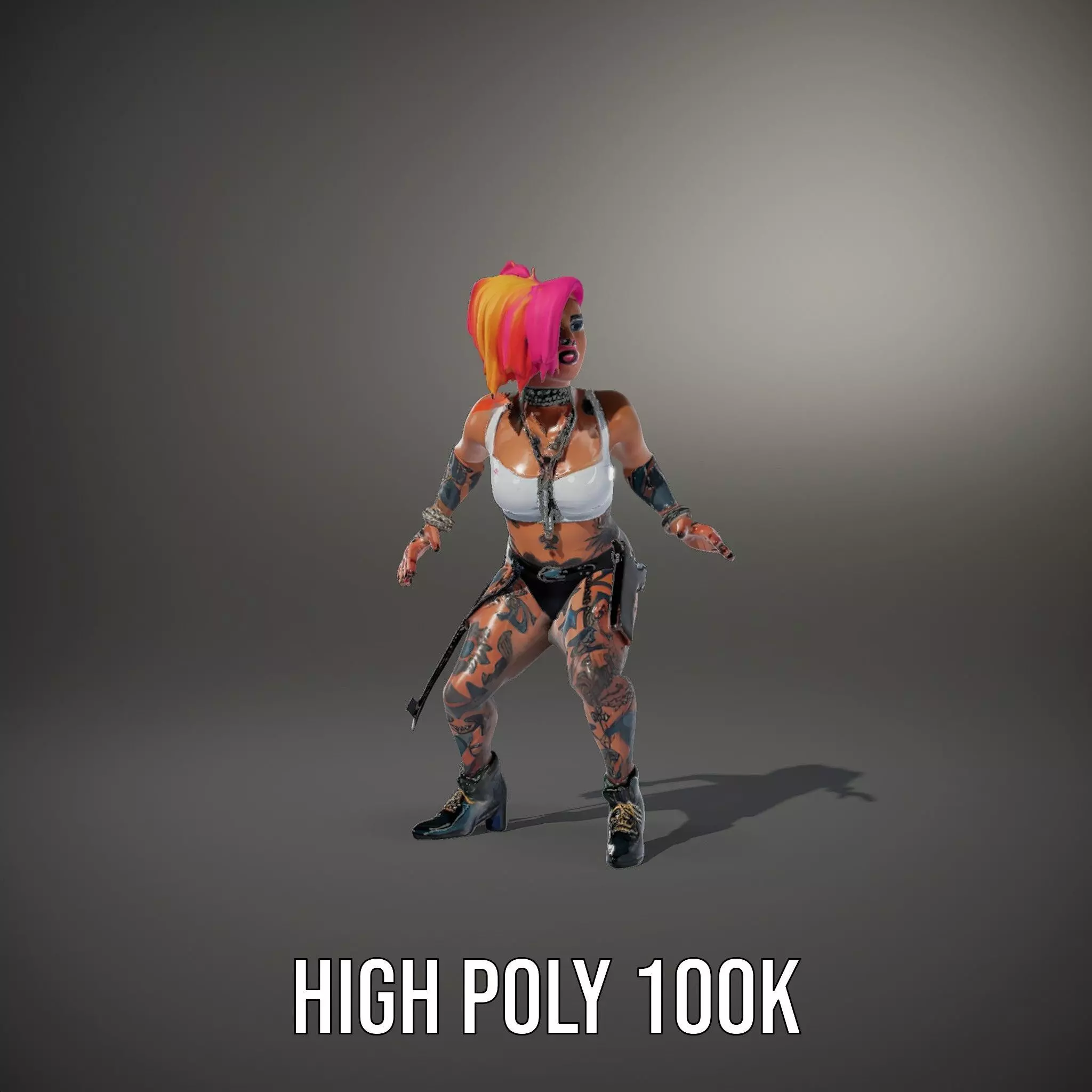 Vibrant Tattooed Character model pack Low-poly 3D model_9