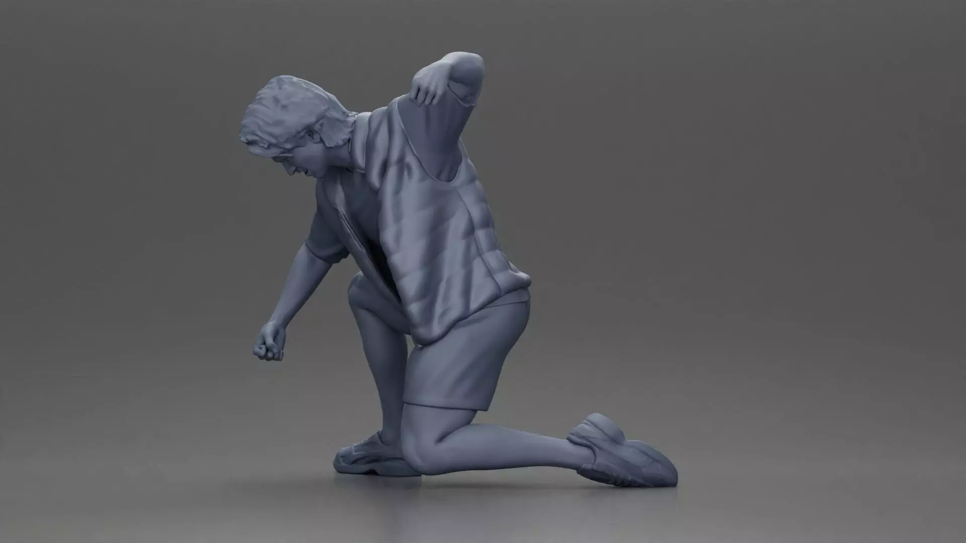 Man Confronting Opponent in Intense Struggle on the Street 3D print model_6