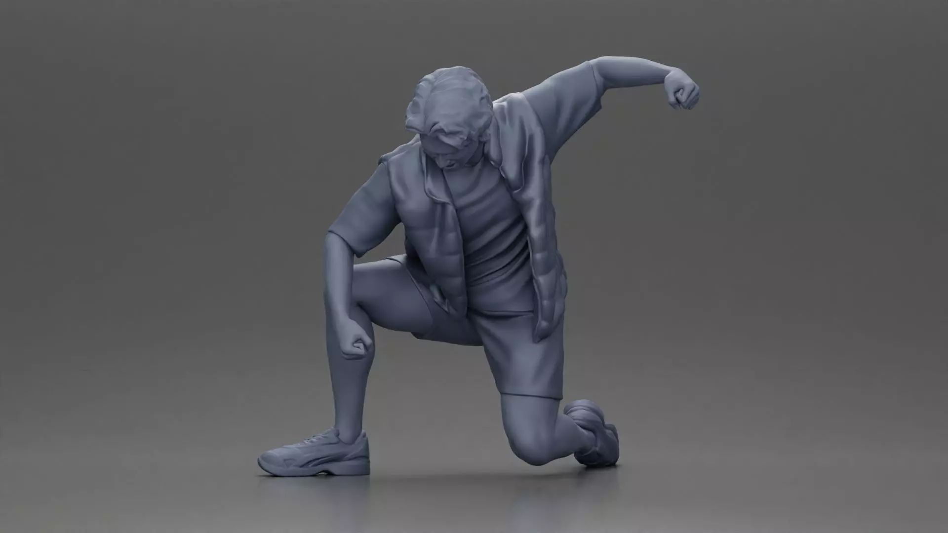 Man Confronting Opponent in Intense Struggle on the Street 3D print model_7