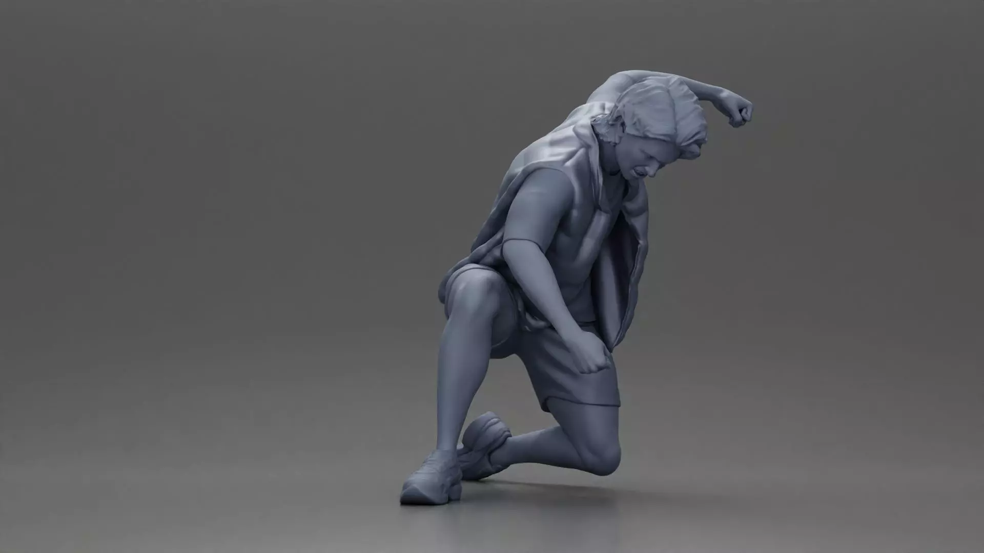 Man Confronting Opponent in Intense Struggle on the Street 3D print model_8