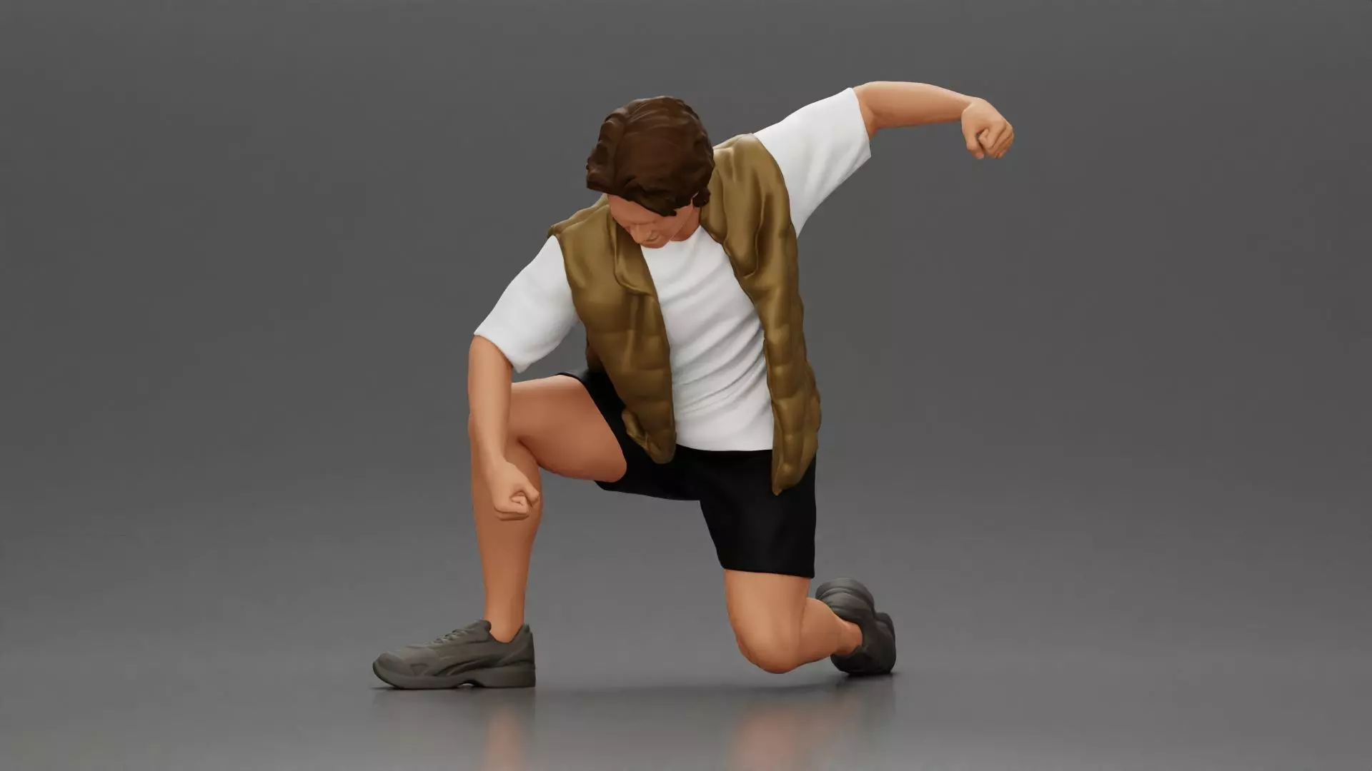 Man Confronting Opponent in Intense Struggle on the Street 3D print model_1