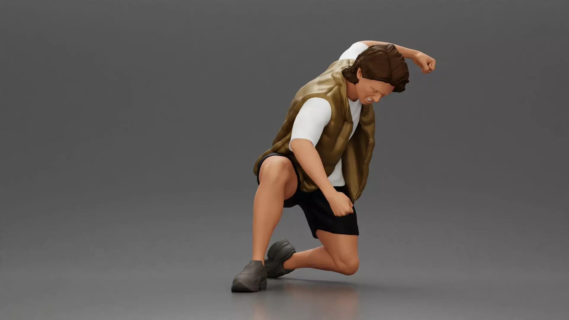 Man Confronting Opponent in Intense Struggle on the Street 3D print model_2