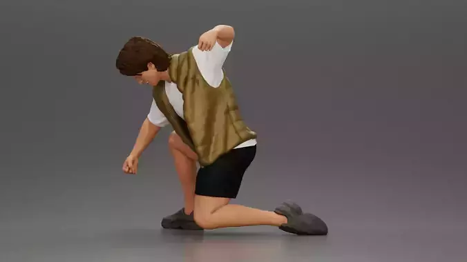 Man Confronting Opponent in Intense Struggle on the Street