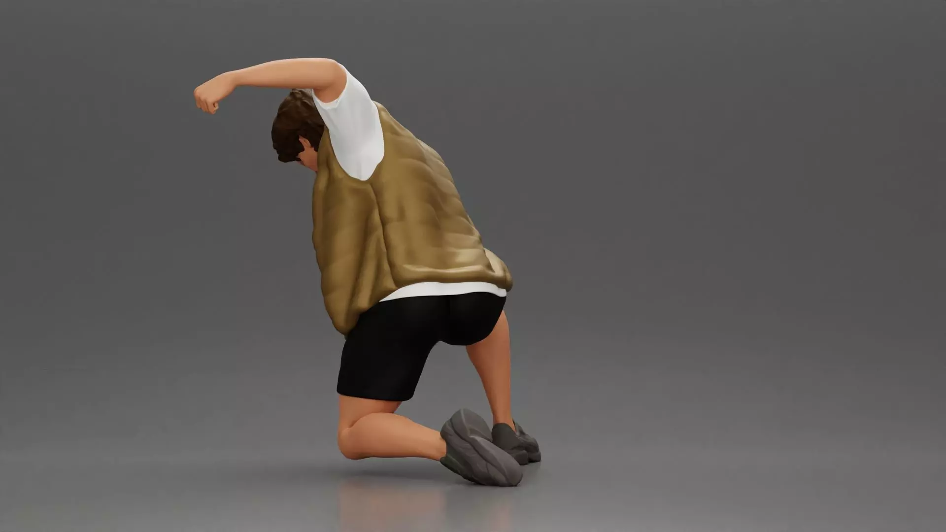 Man Confronting Opponent in Intense Struggle on the Street 3D print model_5