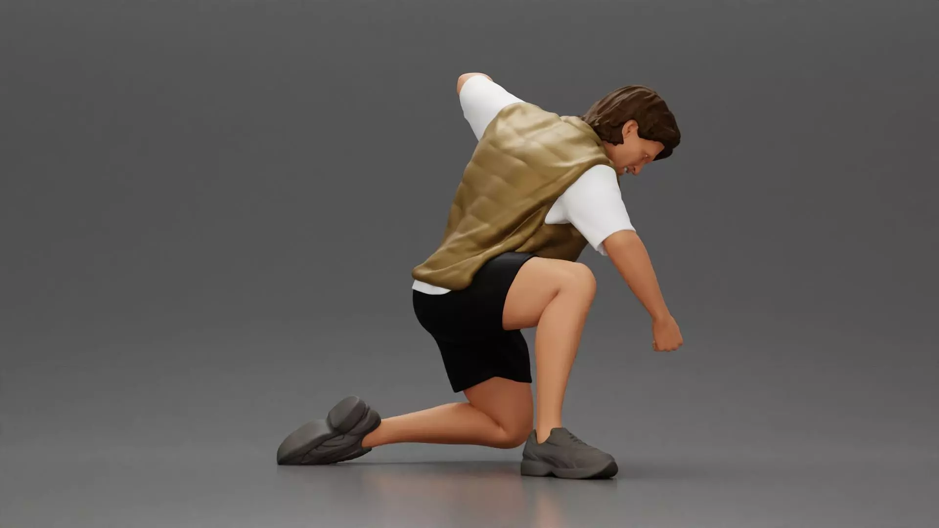 Man Confronting Opponent in Intense Struggle on the Street 3D print model_3