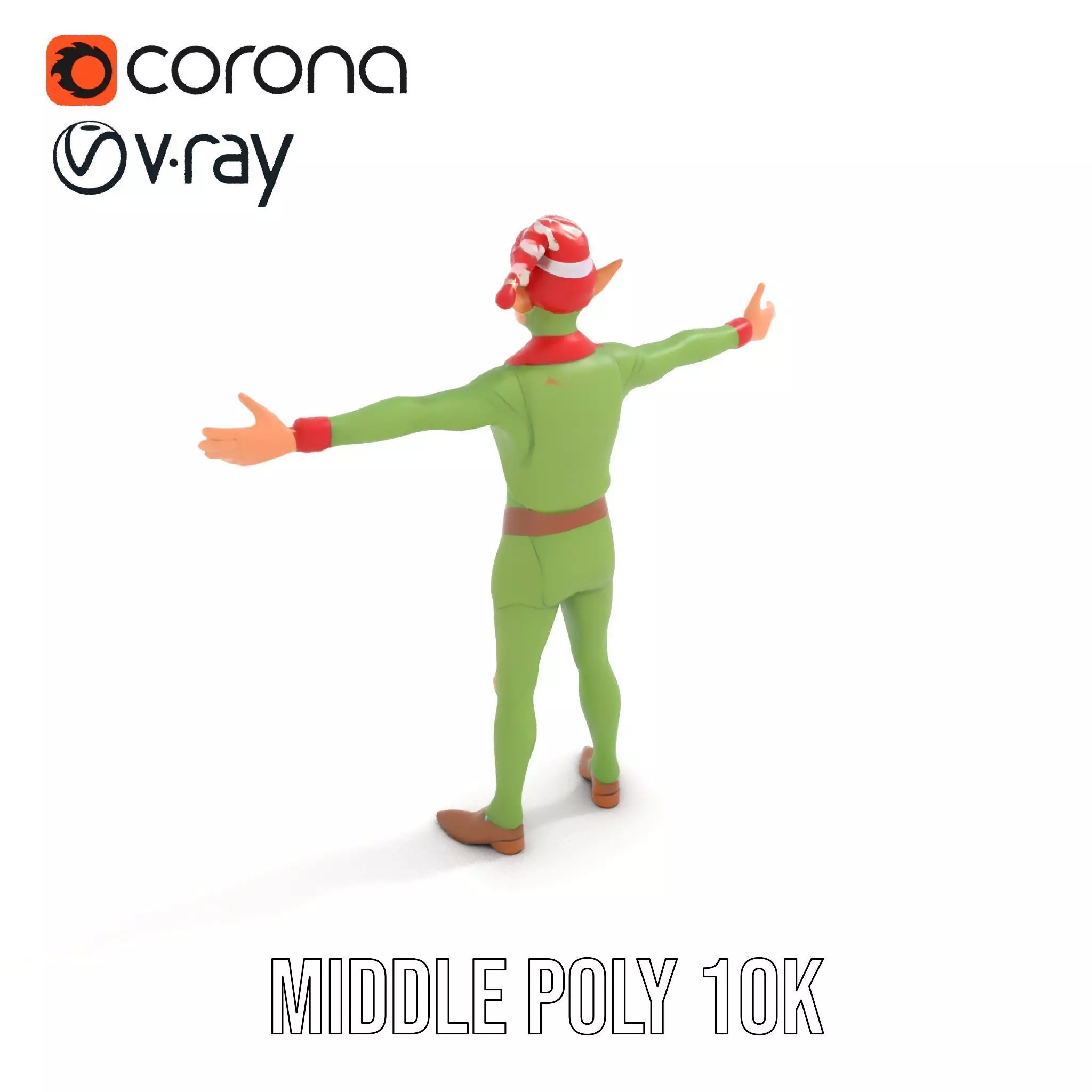 Festive Elf Character model pack Low-poly 3D model_5