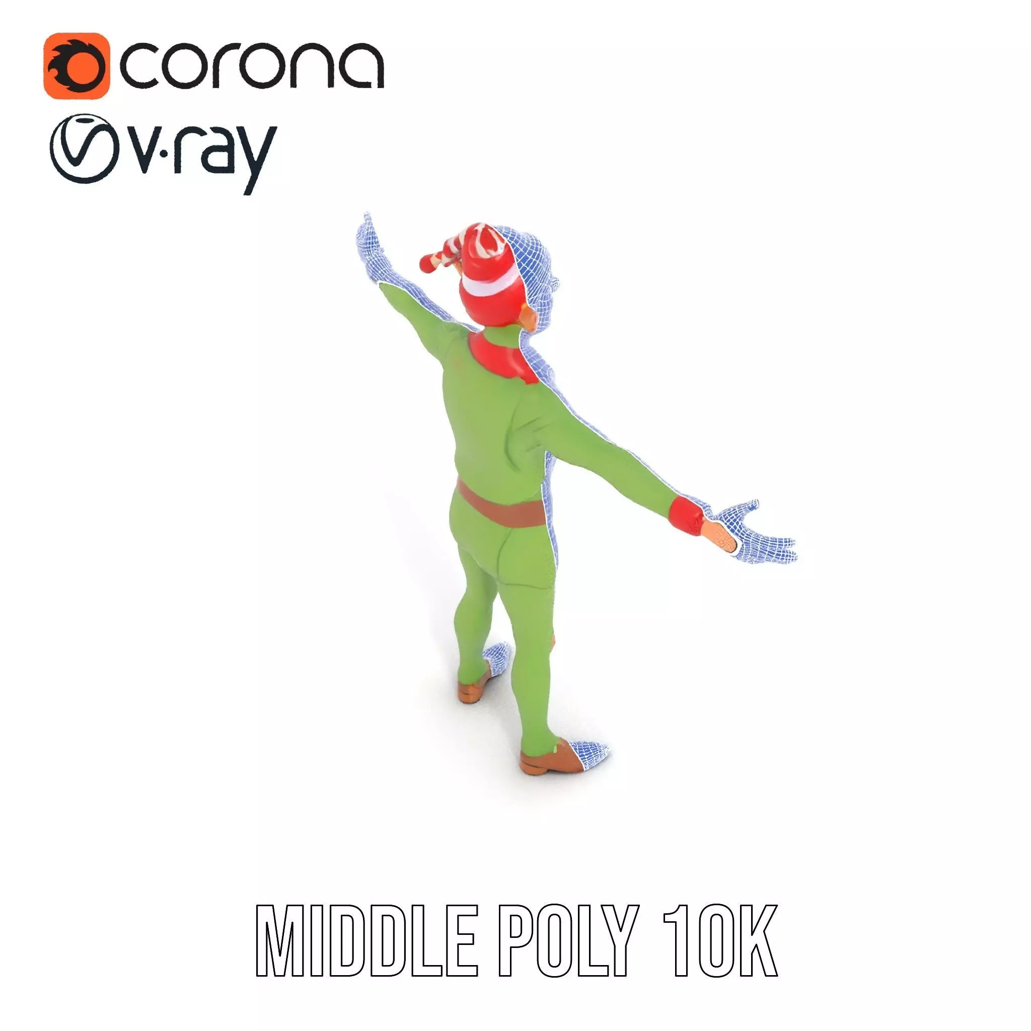 Festive Elf Character model pack Low-poly 3D model_13