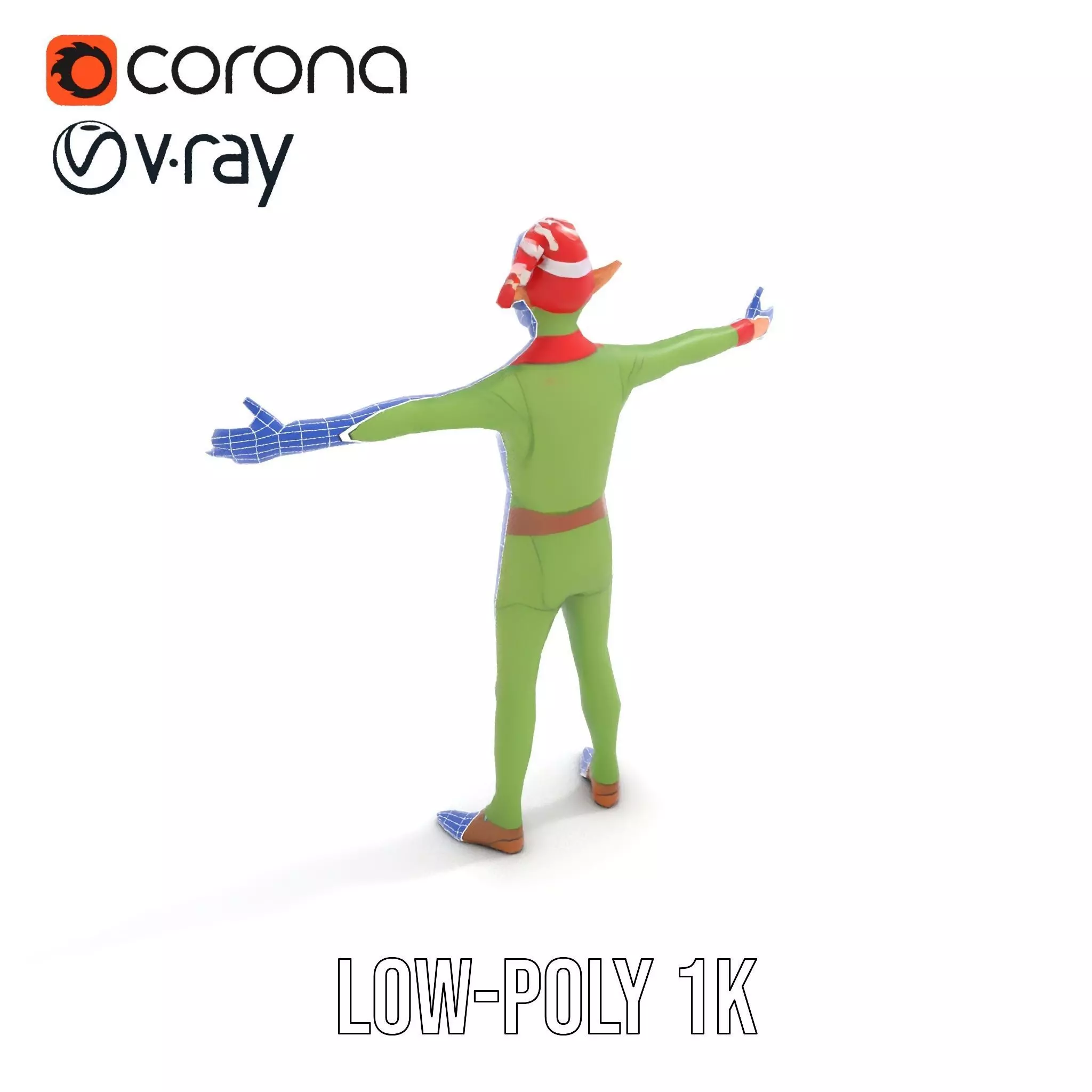 Festive Elf Character model pack Low-poly 3D model_30