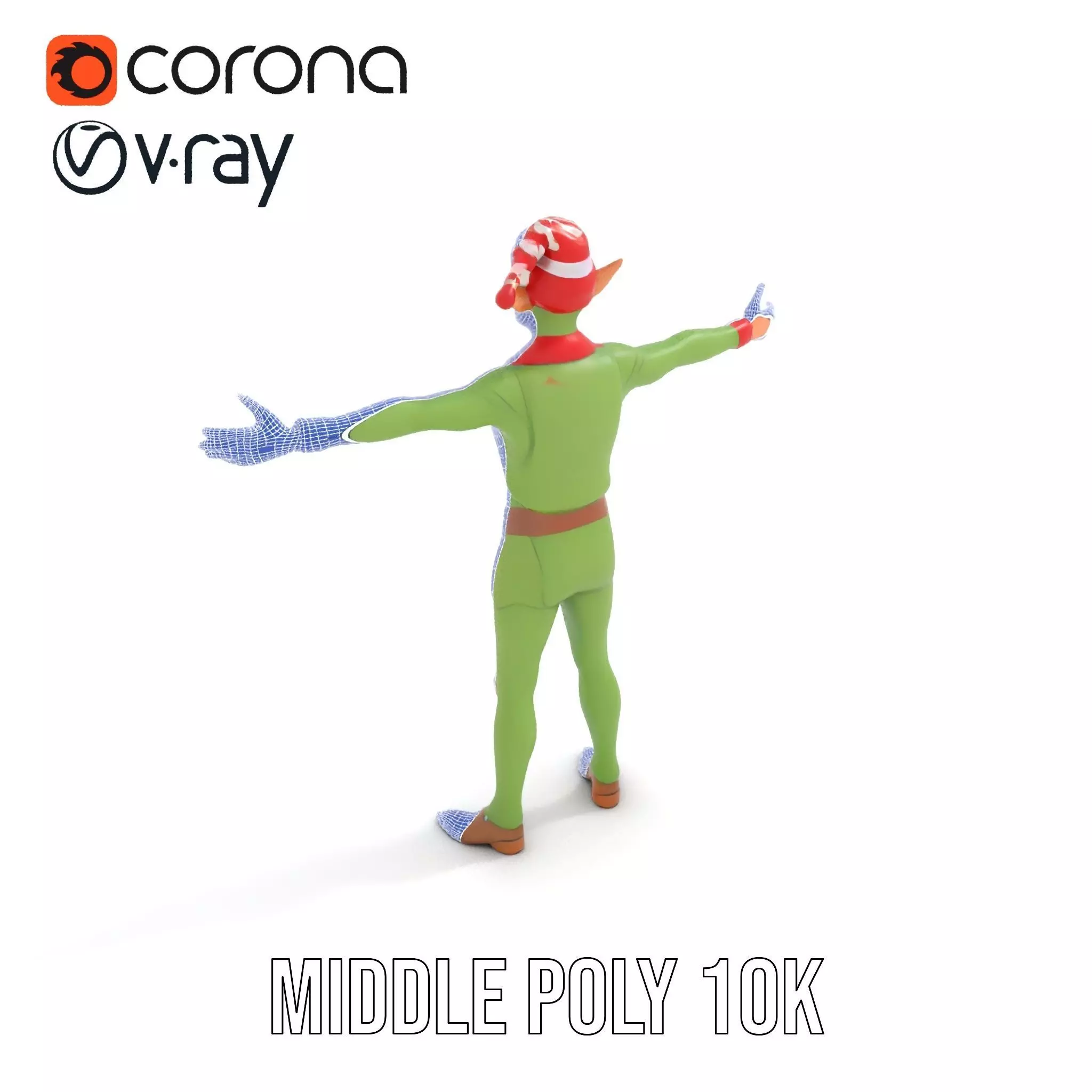 Festive Elf Character model pack Low-poly 3D model_11