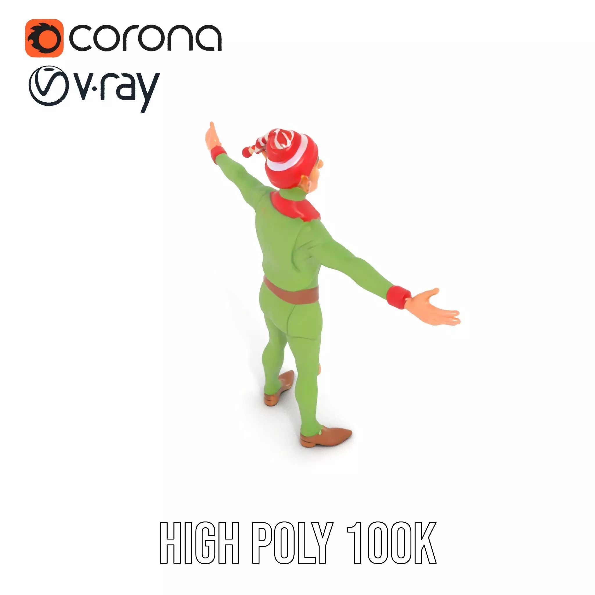 Festive Elf Character model pack Low-poly 3D model_21