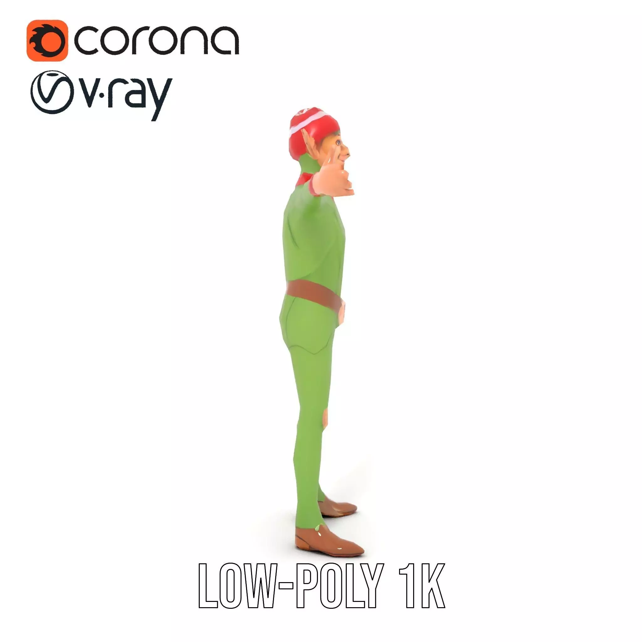 Festive Elf Character model pack Low-poly 3D model_12