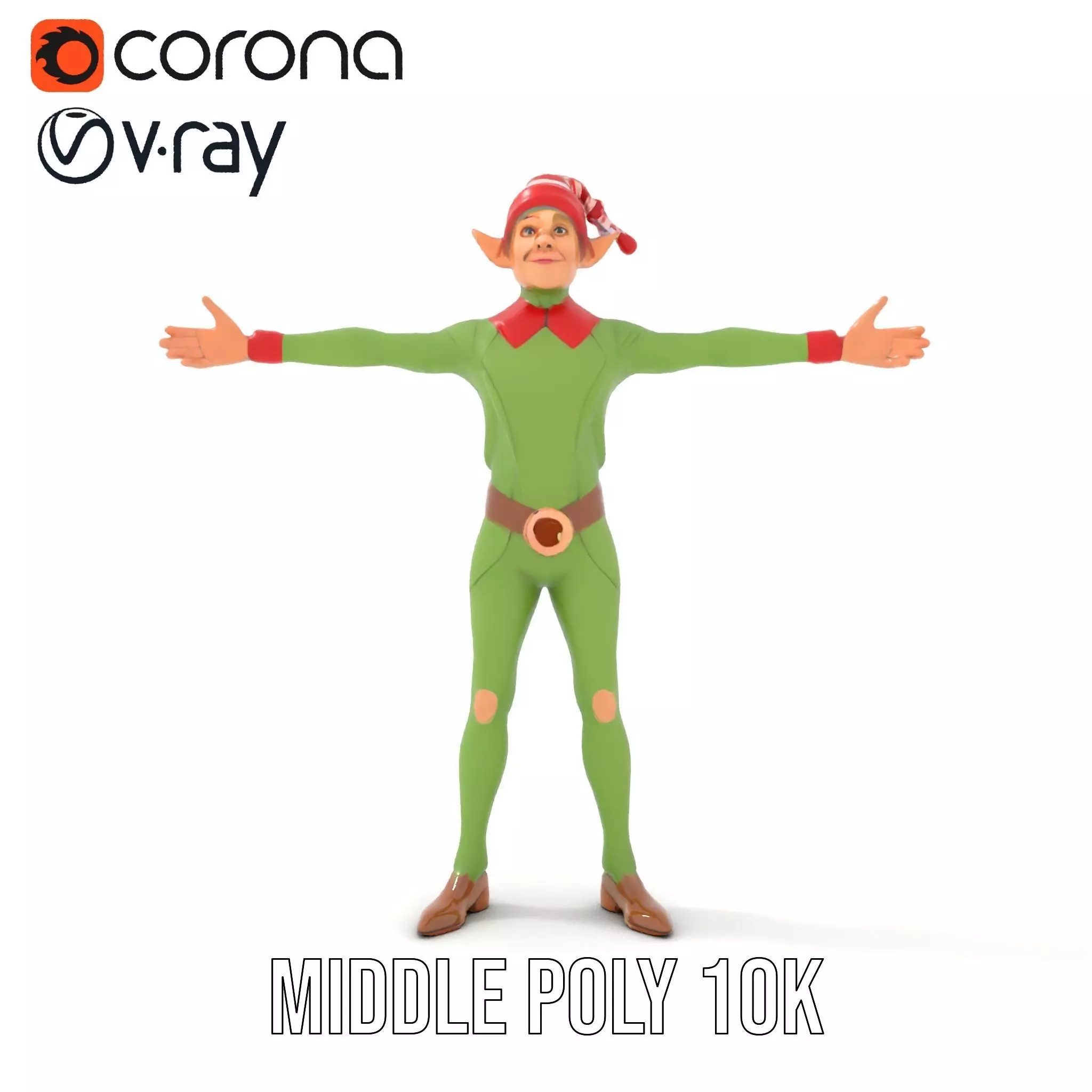 Festive Elf Character model pack Low-poly 3D model_26