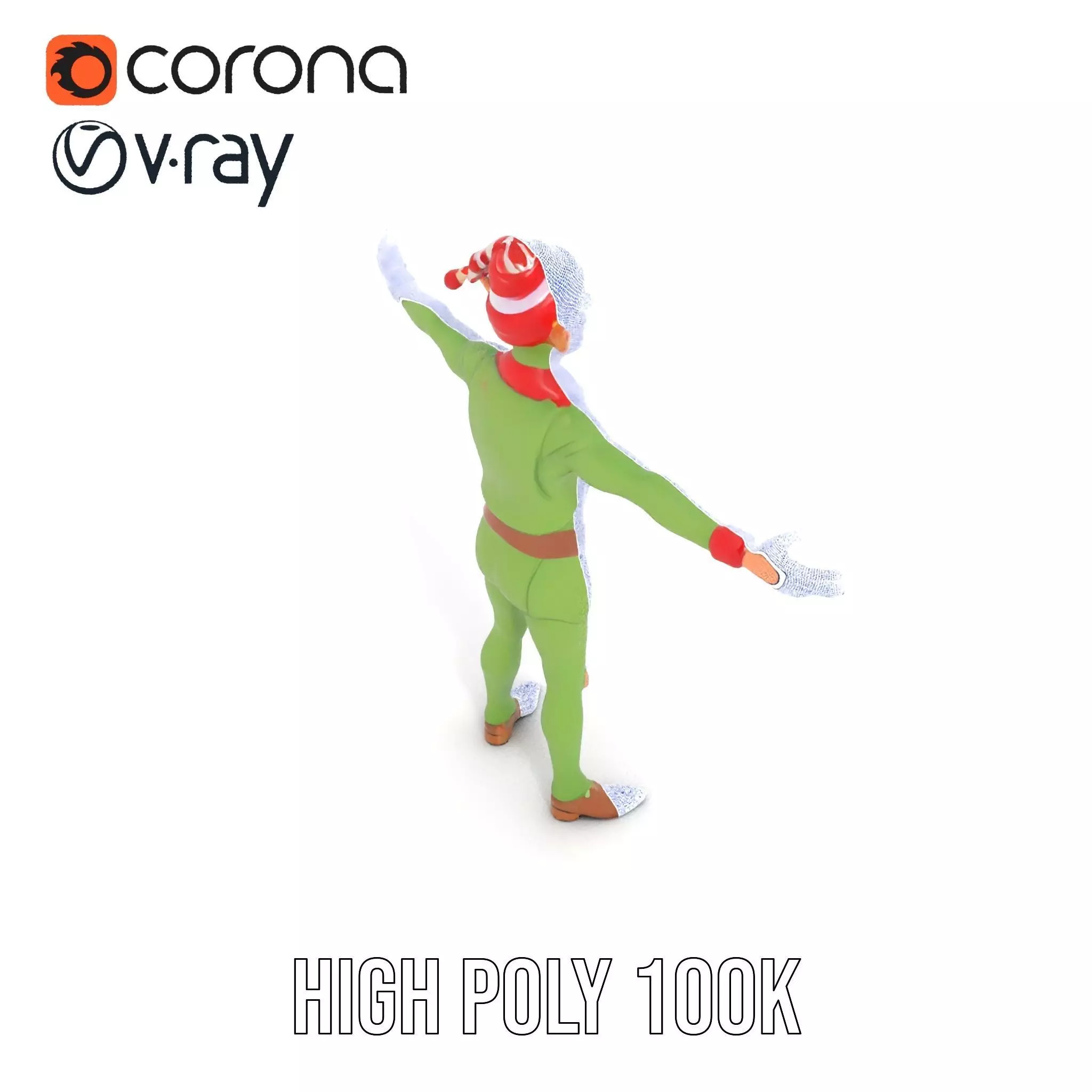 Festive Elf Character model pack Low-poly 3D model_32