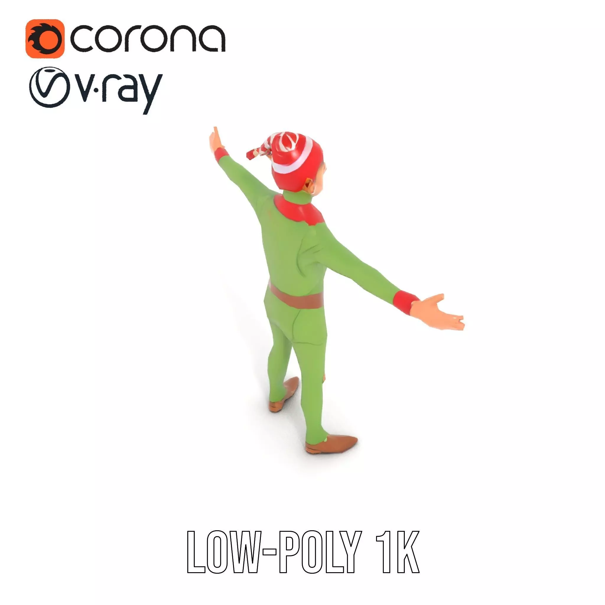 Festive Elf Character model pack Low-poly 3D model_9