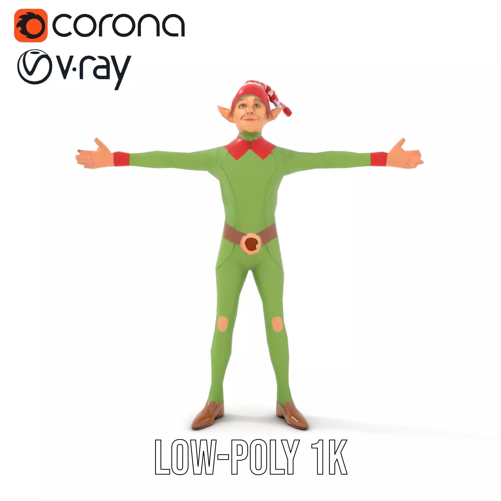 Festive Elf Character model pack Low-poly 3D model_23