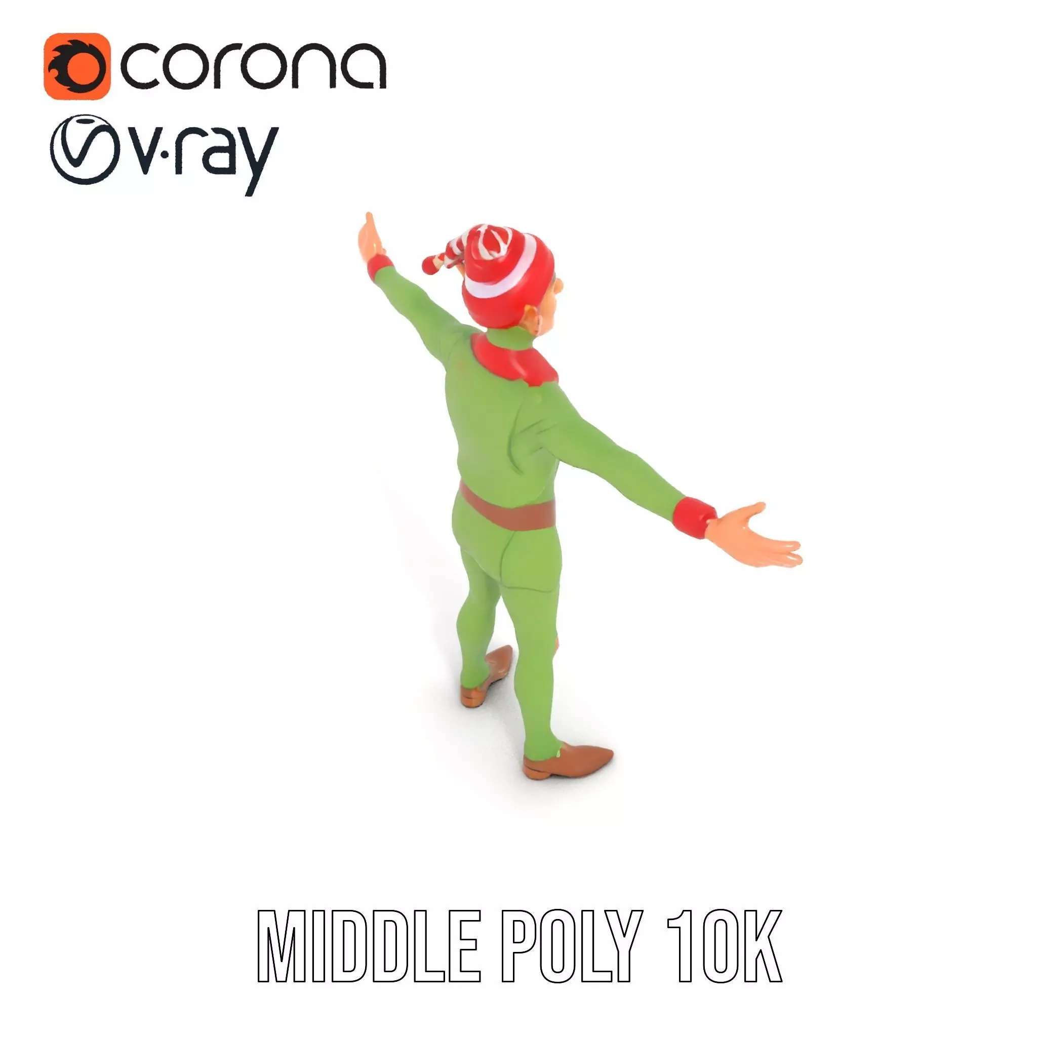 Festive Elf Character model pack Low-poly 3D model_19