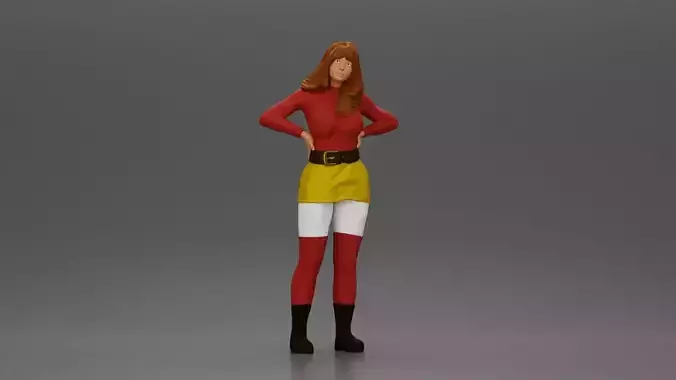 Confident female character standing with hands on her waist