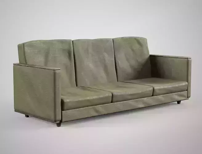 Old Couch - Retro Soviet Sofa with Pillows AAA Game Ready