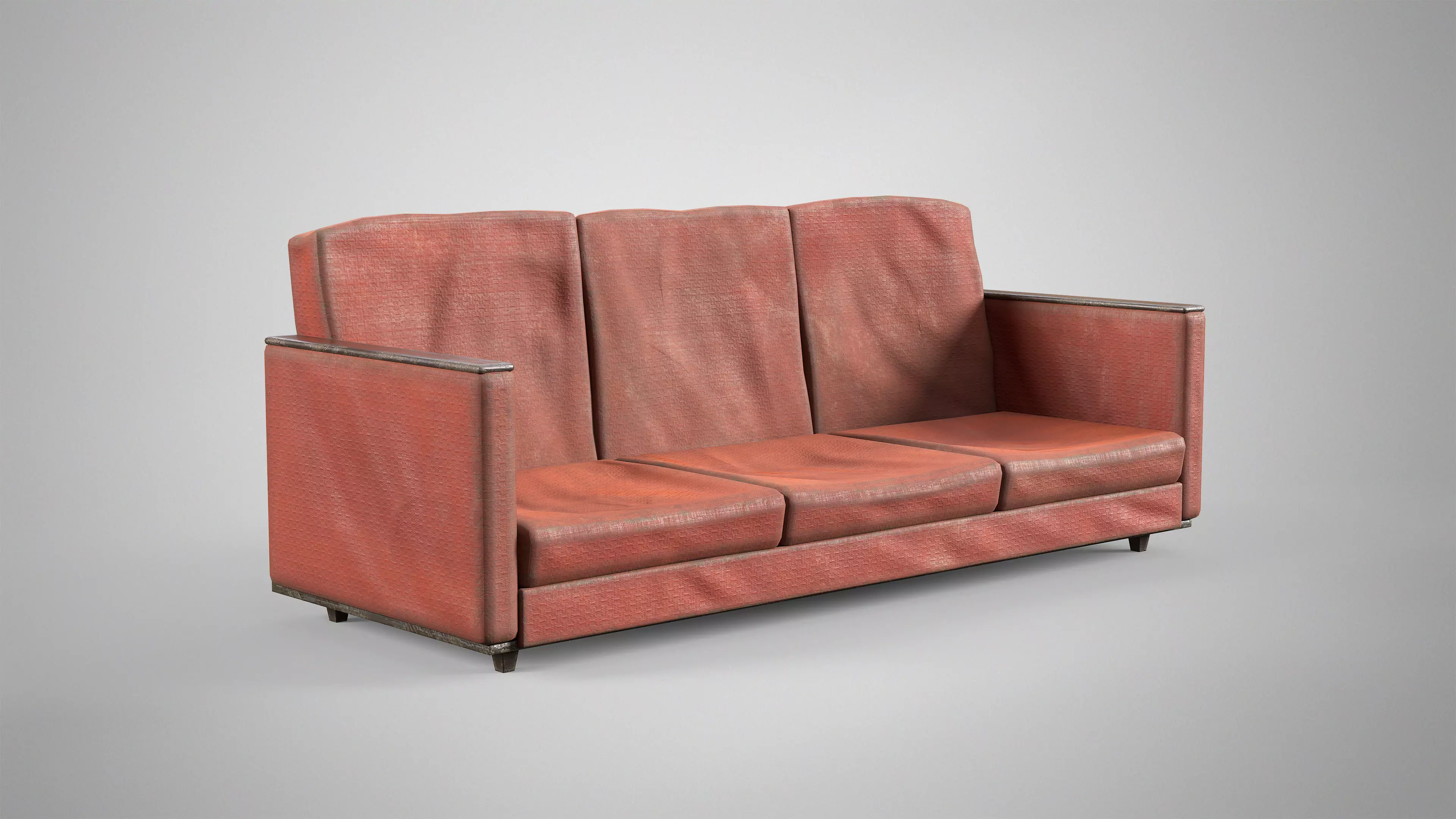 Old Couch - Retro Soviet Sofa with Pillows AAA Game Ready Low-poly 3D model_5