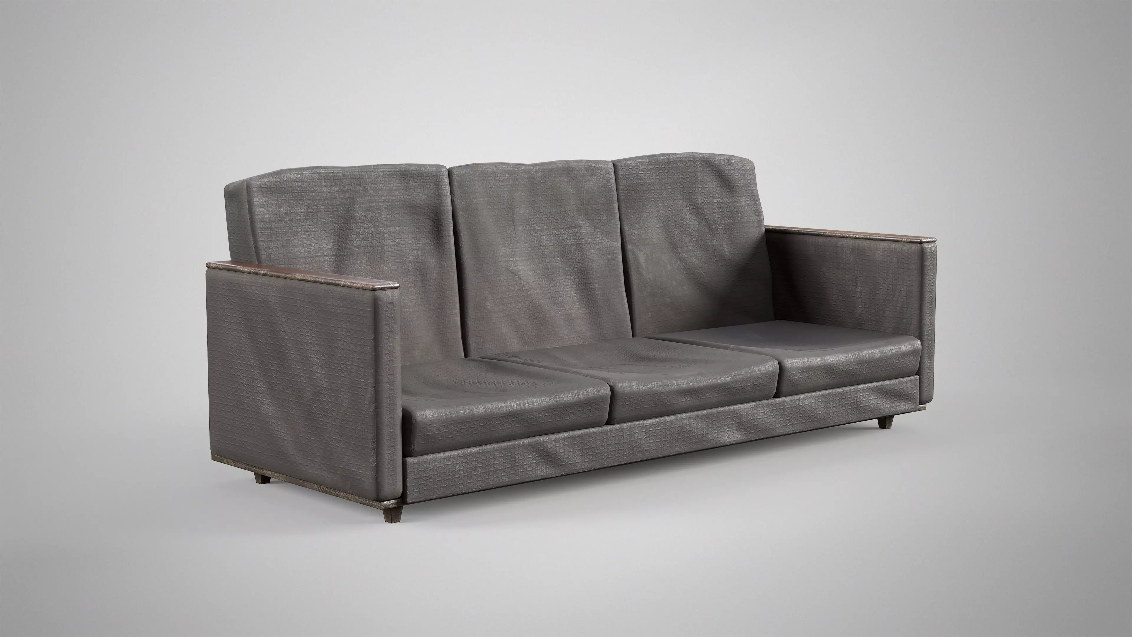 Old Couch - Retro Soviet Sofa with Pillows AAA Game Ready Low-poly 3D model_17