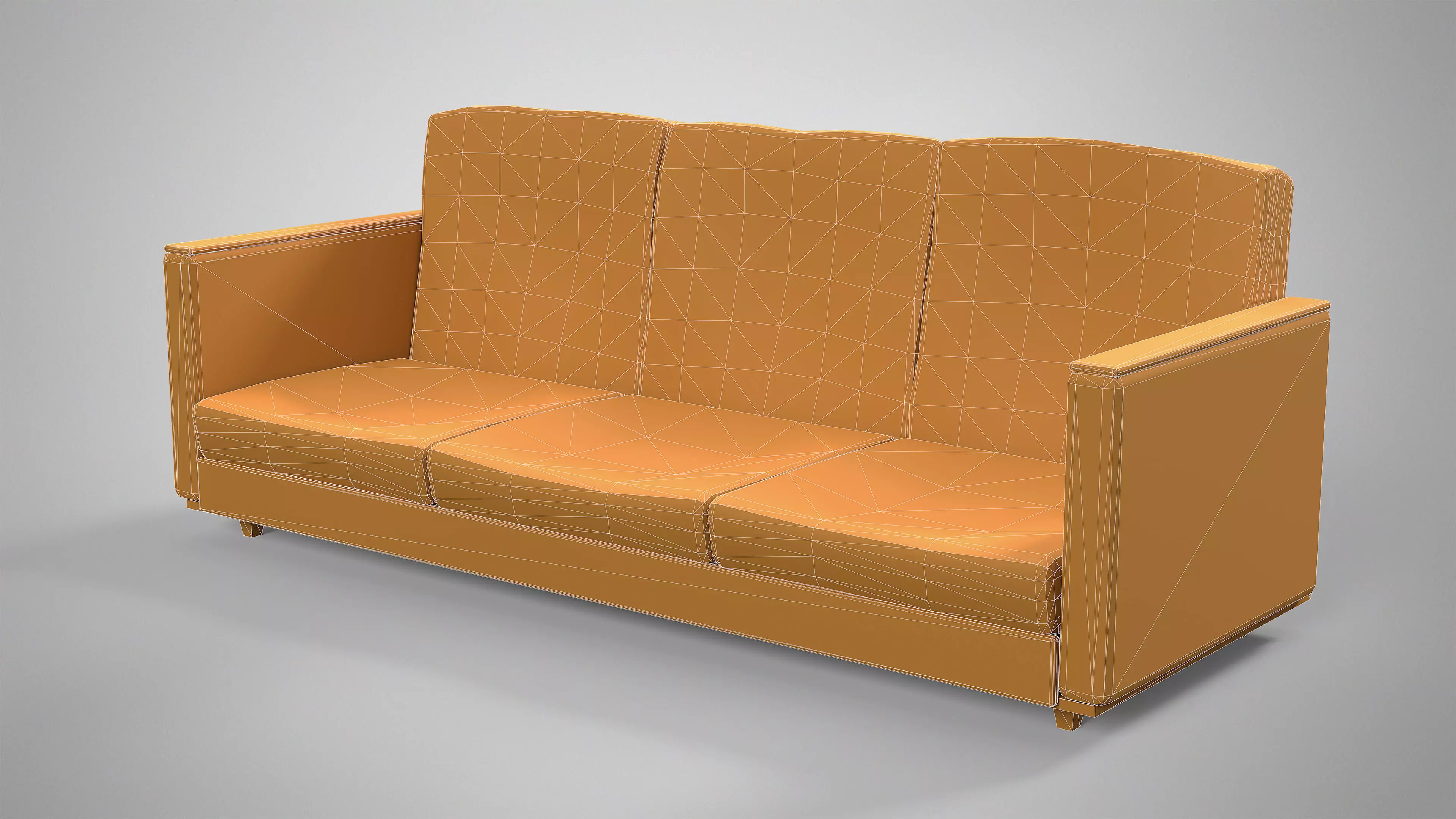 Old Couch - Retro Soviet Sofa with Pillows AAA Game Ready Low-poly 3D model_23