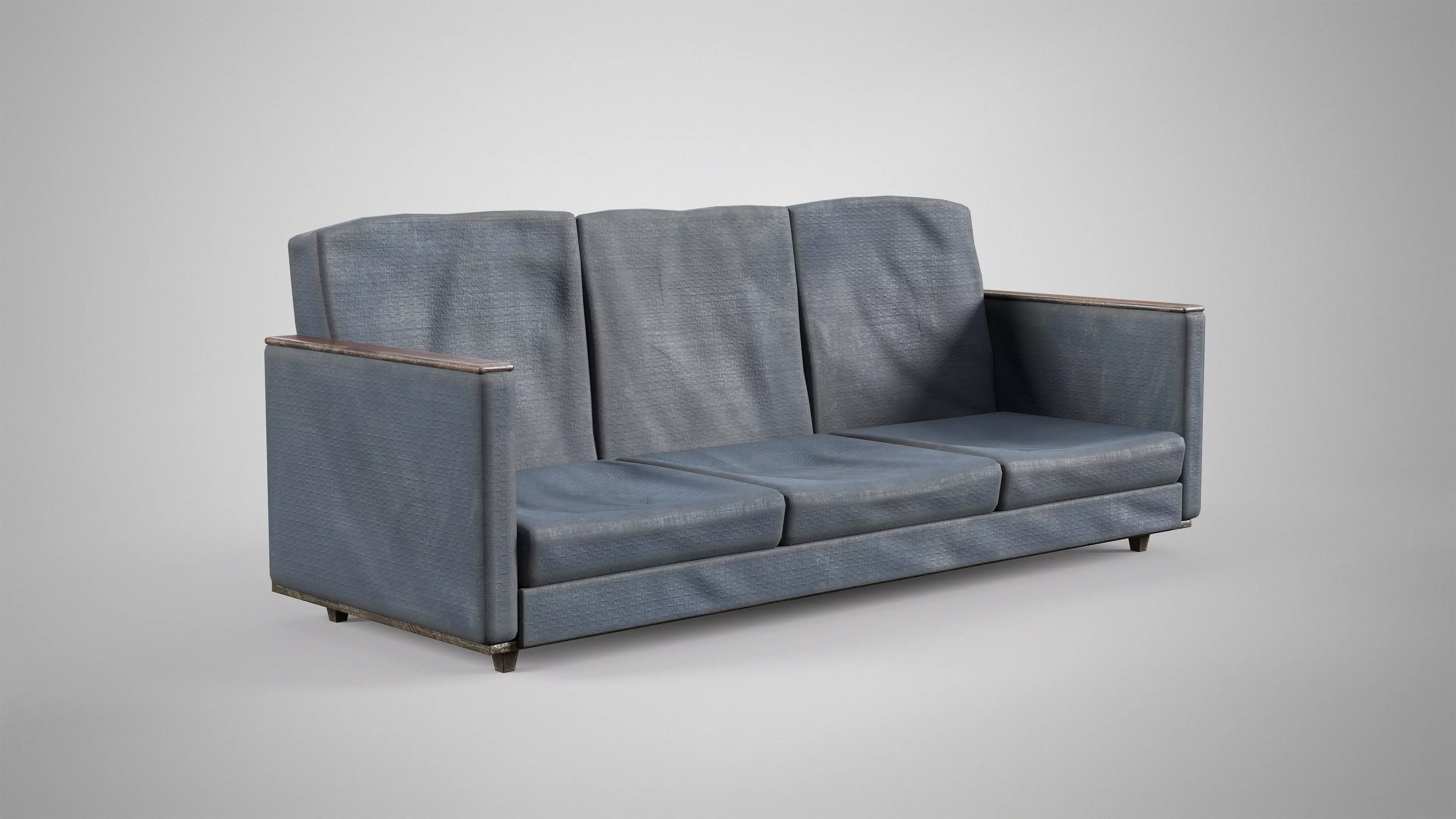 Old Couch - Retro Soviet Sofa with Pillows AAA Game Ready Low-poly 3D model_8