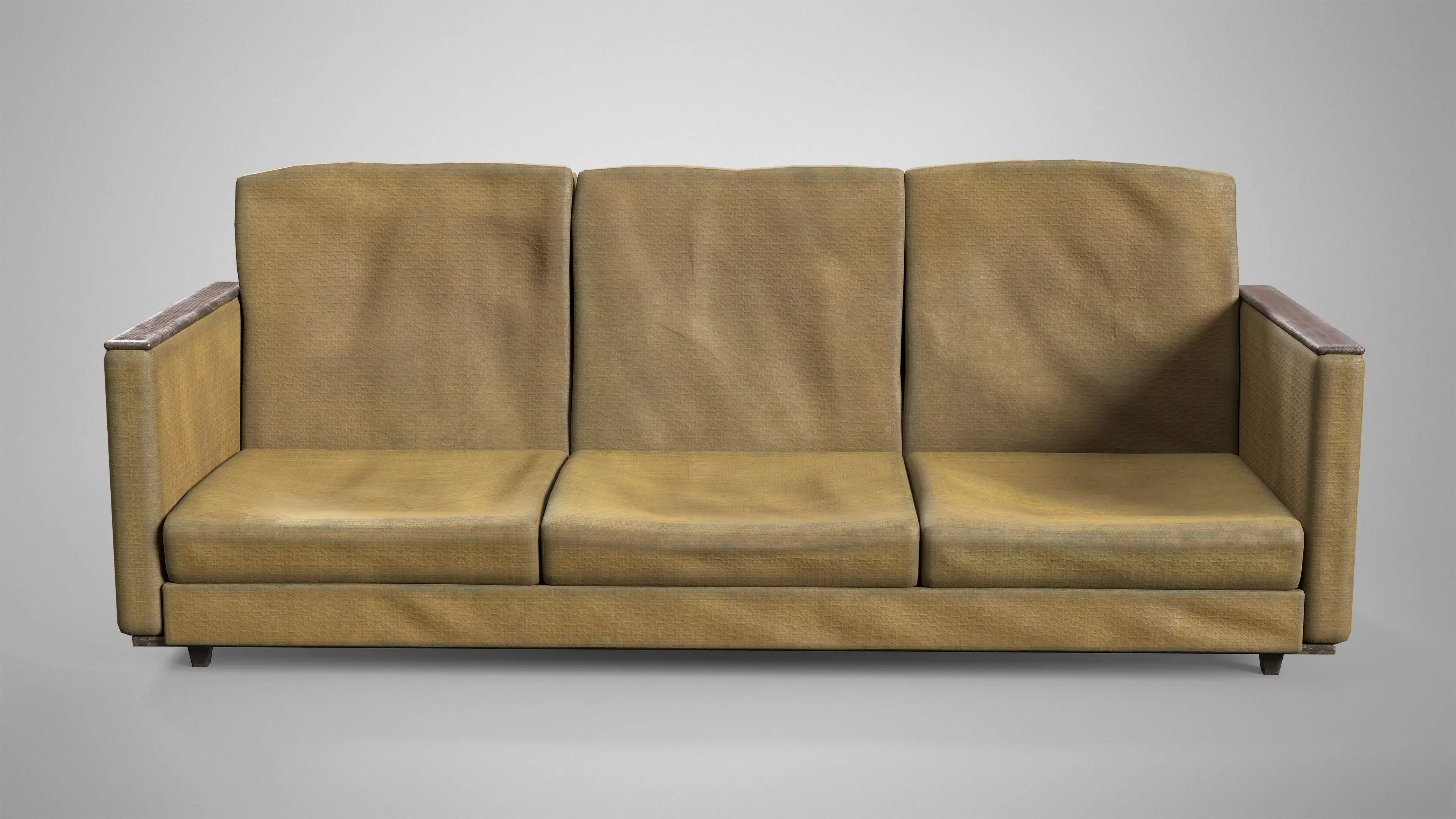Old Couch - Retro Soviet Sofa with Pillows AAA Game Ready Low-poly 3D model_12