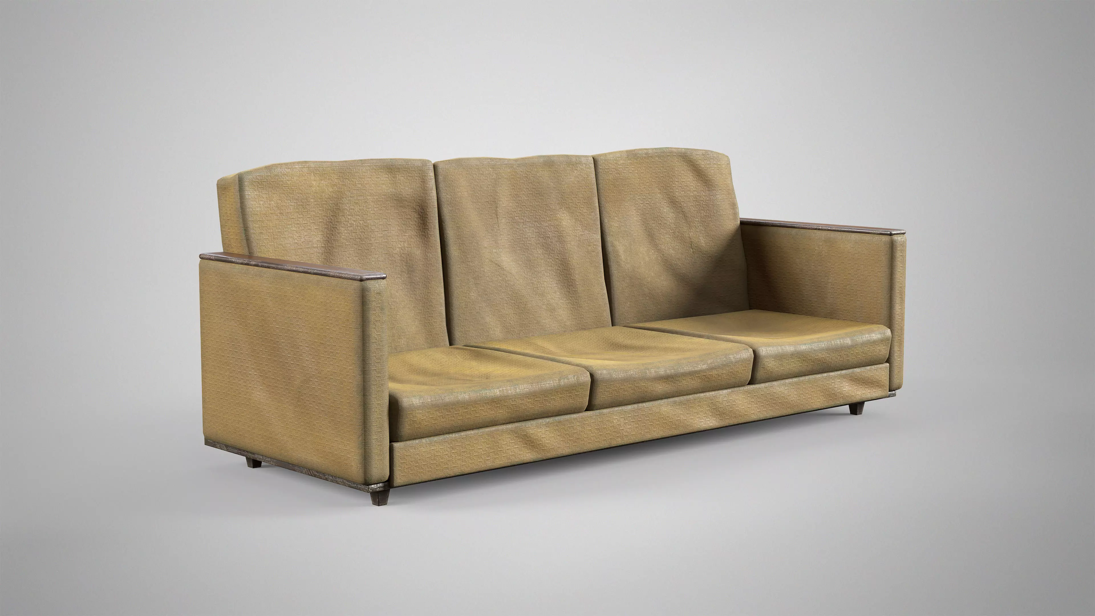 Old Couch - Retro Soviet Sofa with Pillows AAA Game Ready Low-poly 3D model_11